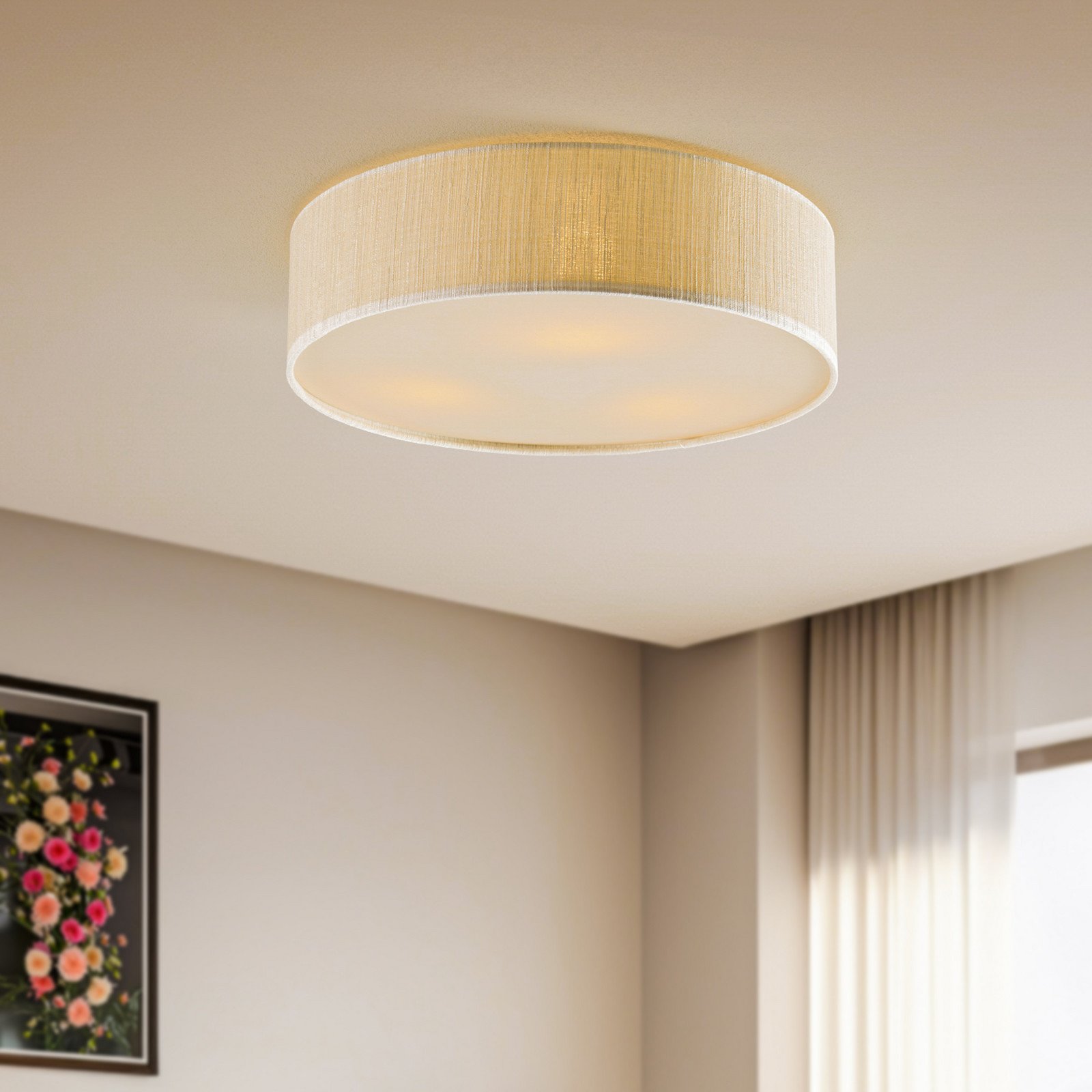 Euluna Plafonieră Turda Ø 50 cm alb - Camera de zi / sufragerie - modern - Țesătură / Textil