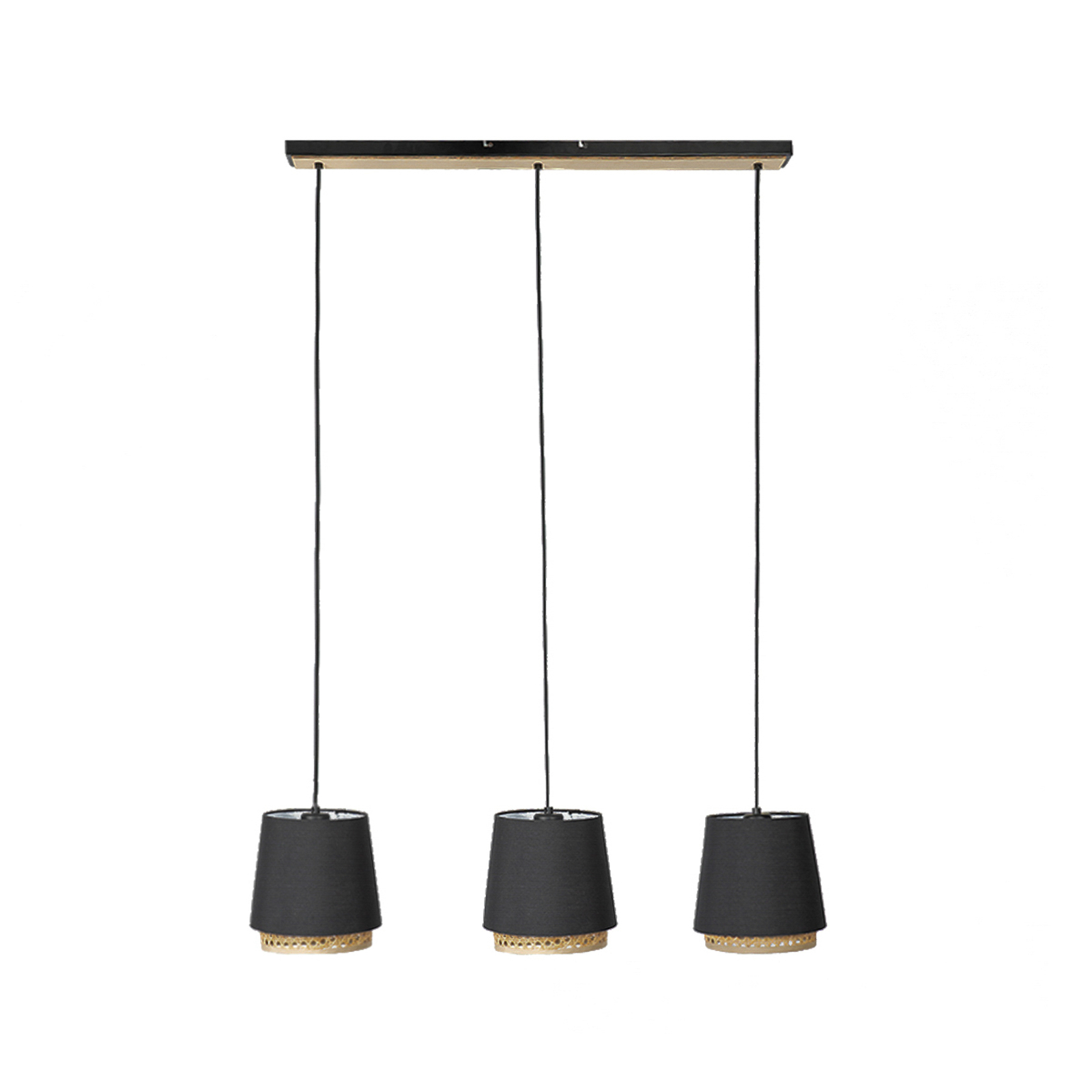Lindby Ananya suspension en fer et bois, 3 lampes