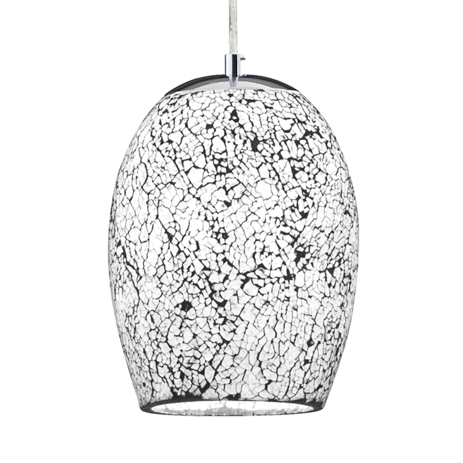 Searchlight Chrome white hanging light Crackle, for Living / Dining Room, metal, mosaic glass, E27, 60 W, energy efficiency: A++, H: 25 cm