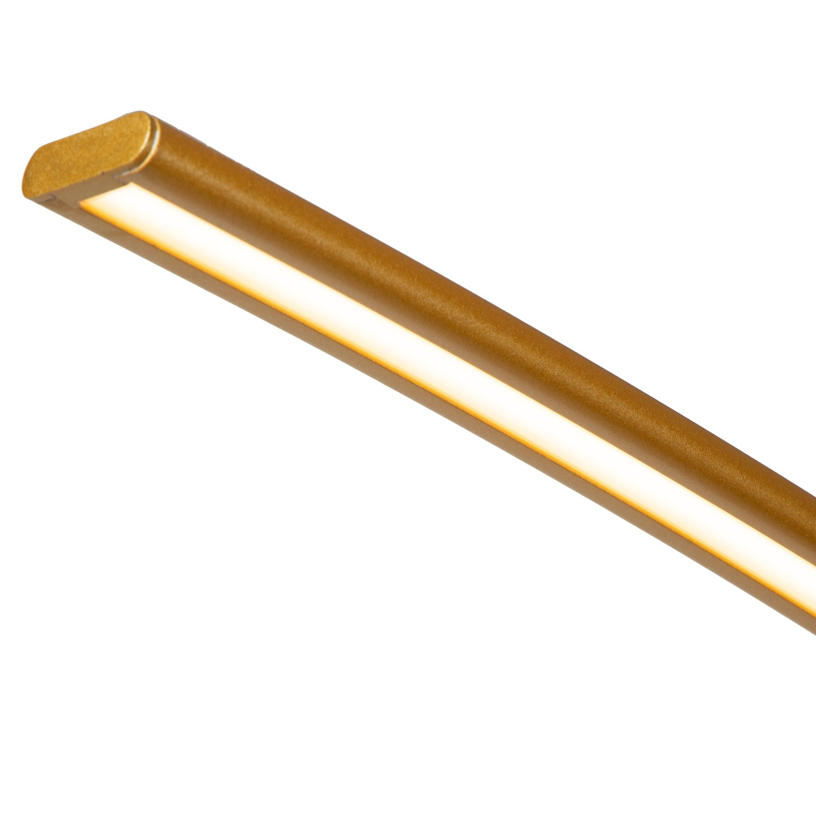 LED arc lamp Curve, matt gold, 2700 K, height 192, dimmable