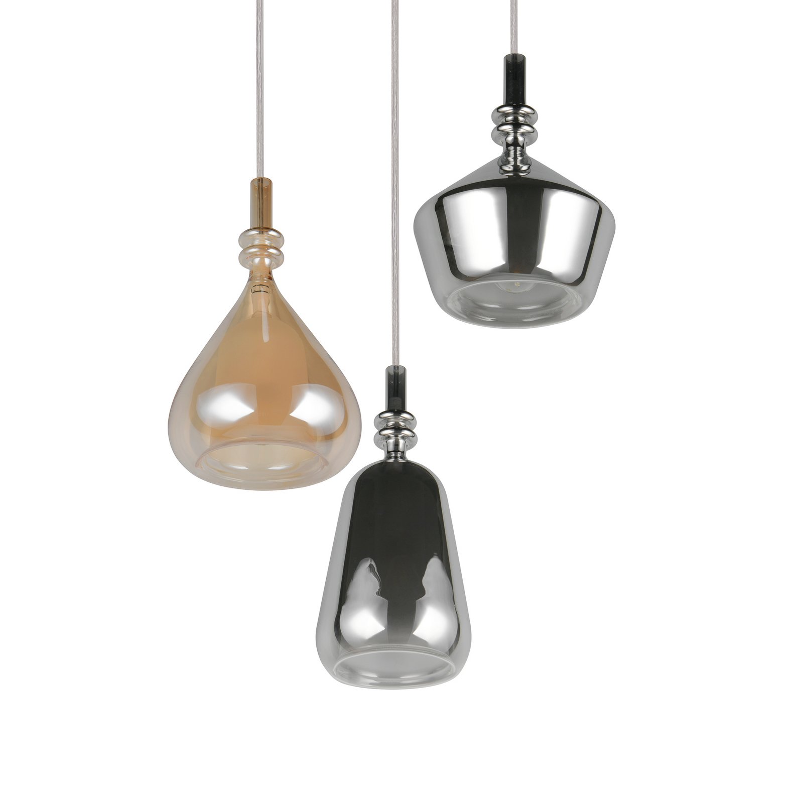 Pakabinama lempa „Aldea“, Ø 28 cm, balta/gintaro spalvos/chromo, stiklas, 3 Pakabinama lempa „Aldea“, Ø 28 cm, balta/gintaro spalvos/chromo, stiklas, 3