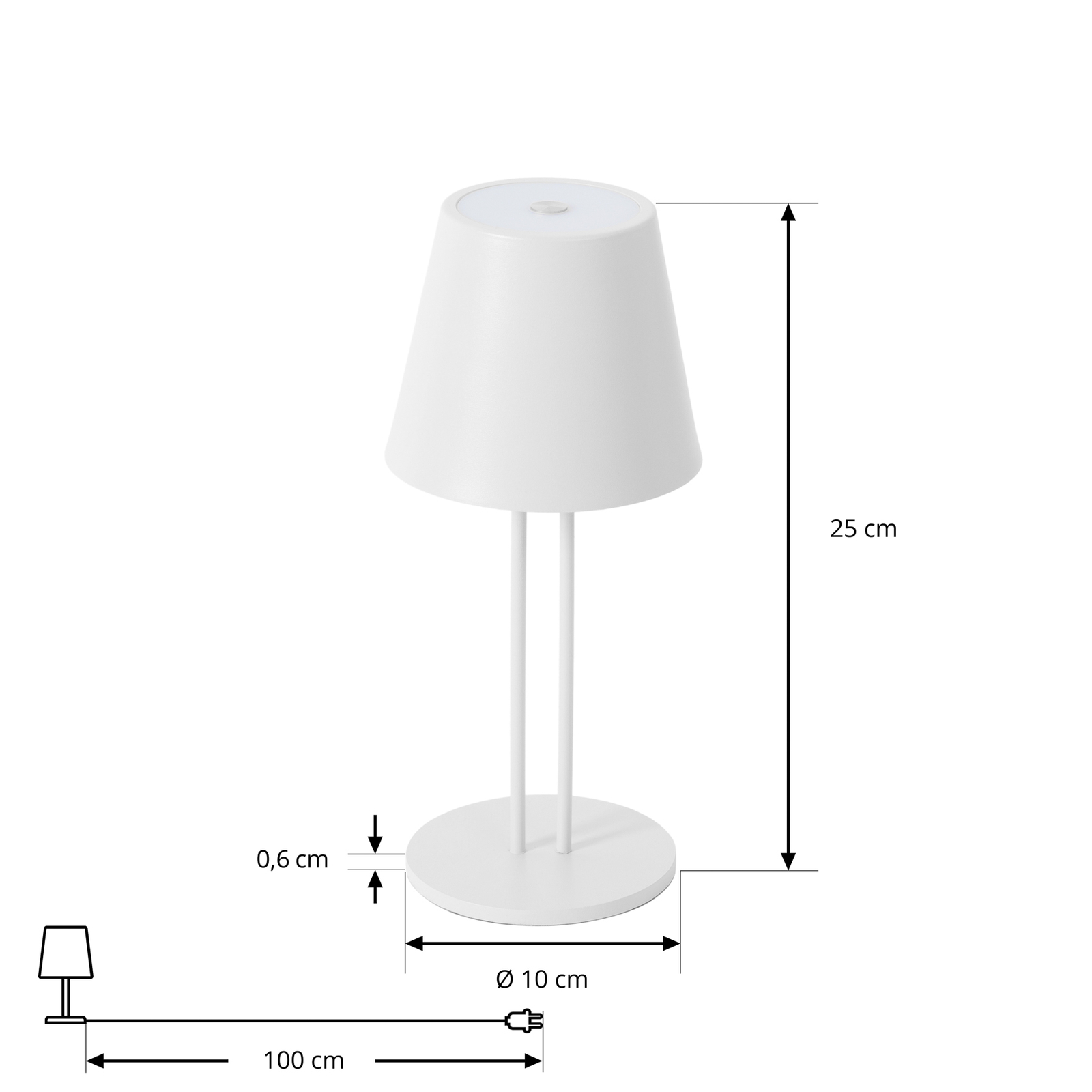 Candeeiro de mesa recarregável Lindby LED Janea TWIN, branco, metal