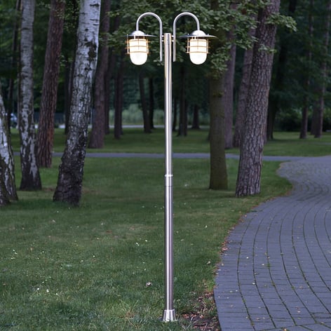 Lampadaire Mian en inox à deux lampes