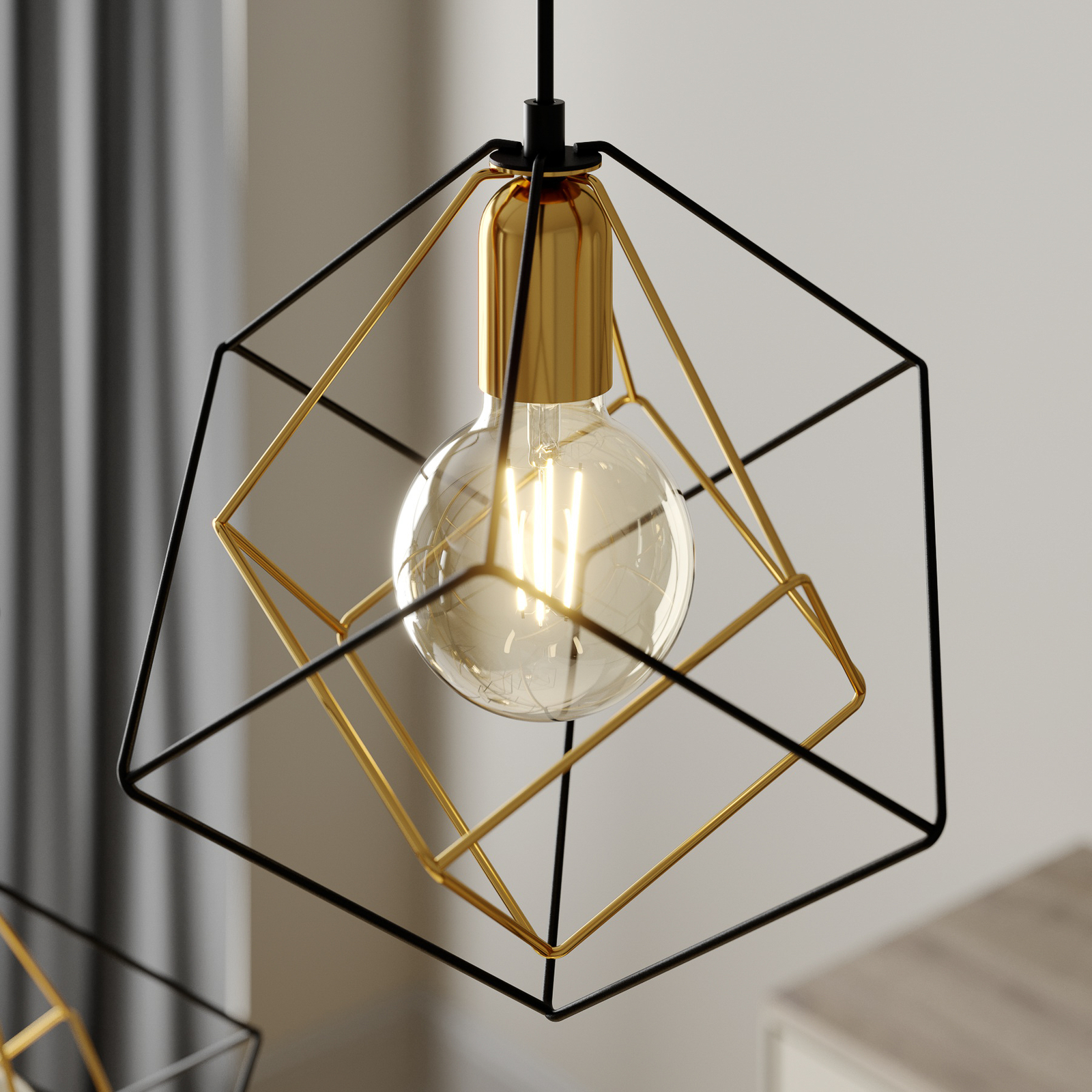 Hanging light Alambre 6-bulb offset gold/black
