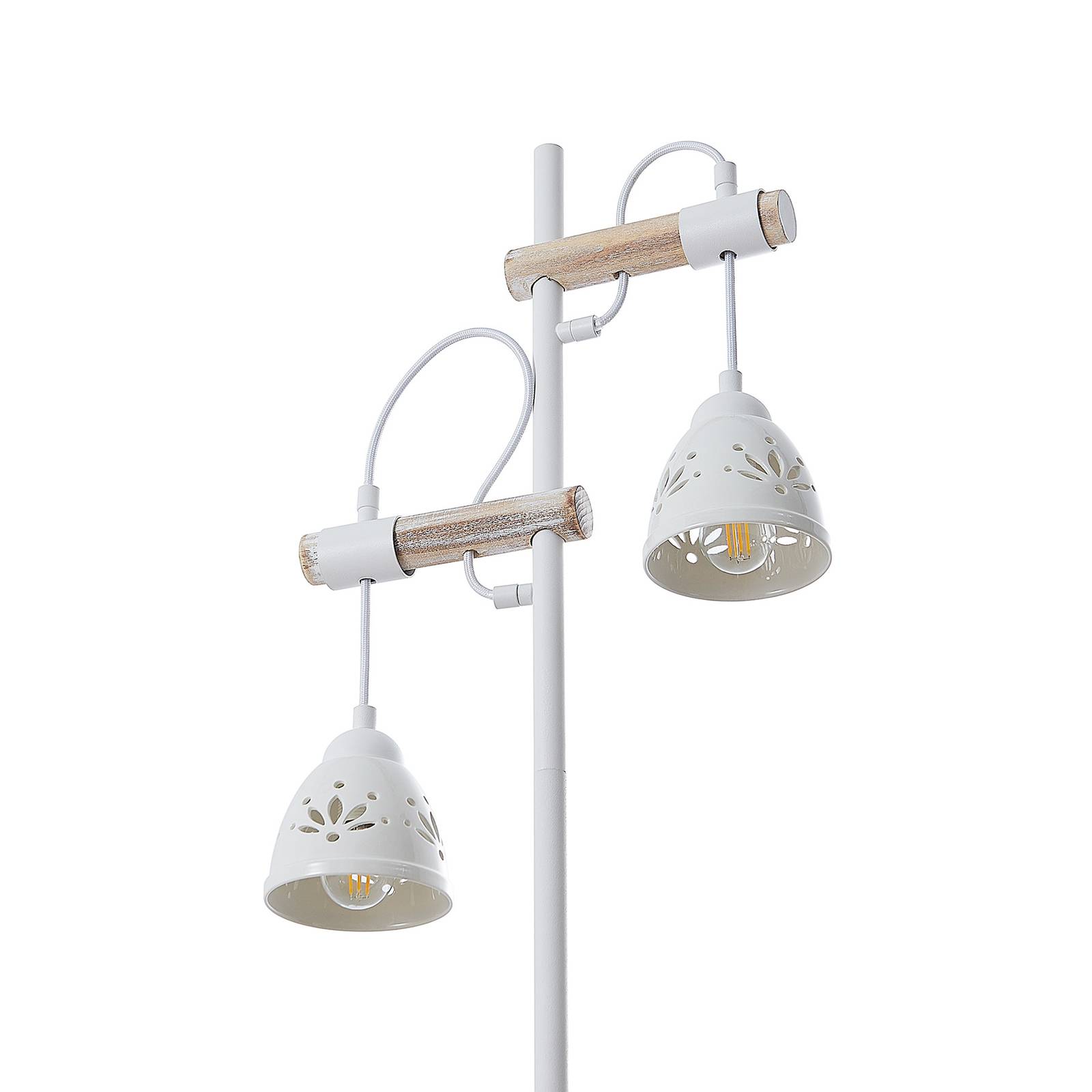 Lindby Pimana lampa stojąca dwa ceramiczne klosze