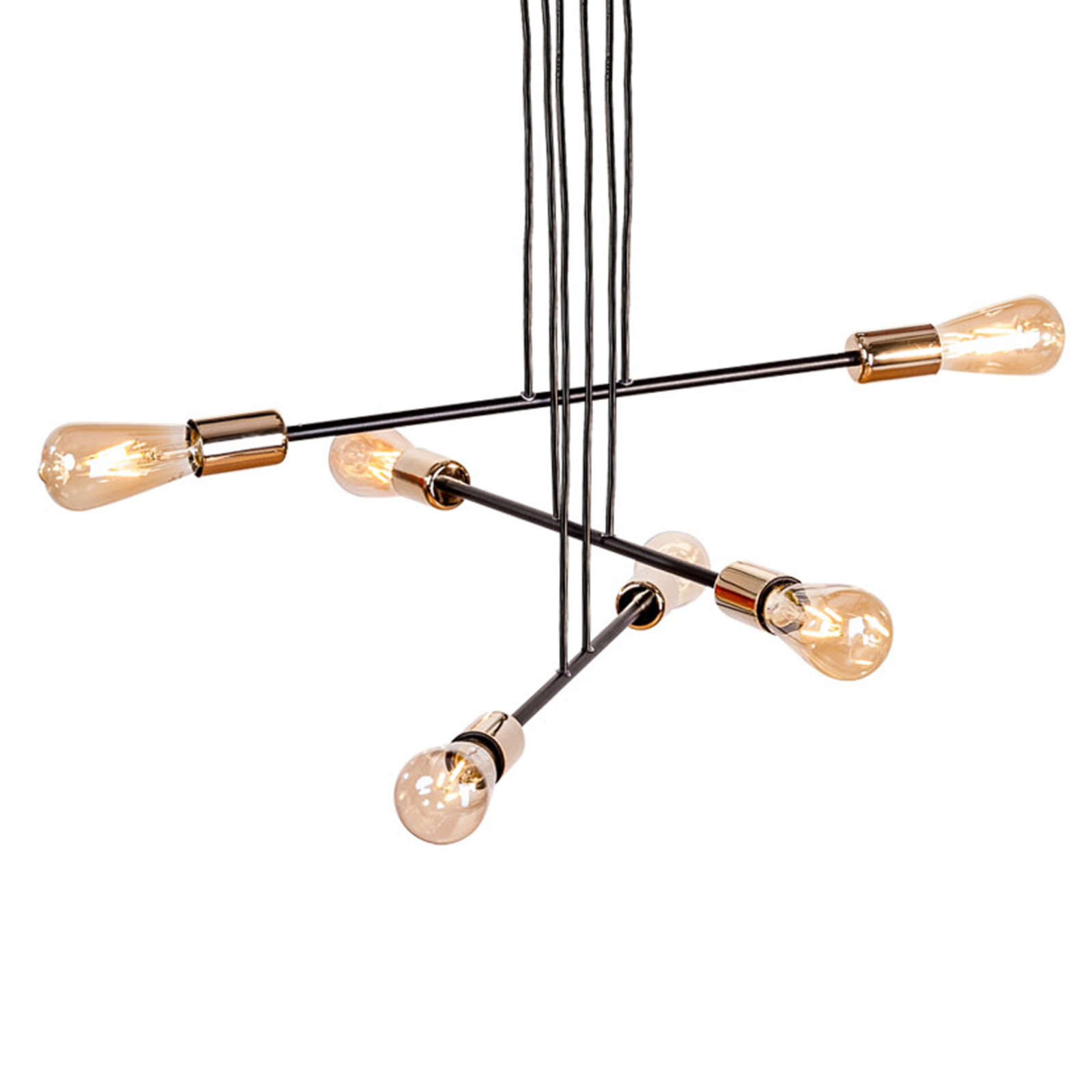Lampada a sospensione Anvil, nero/oro, 6 luci
