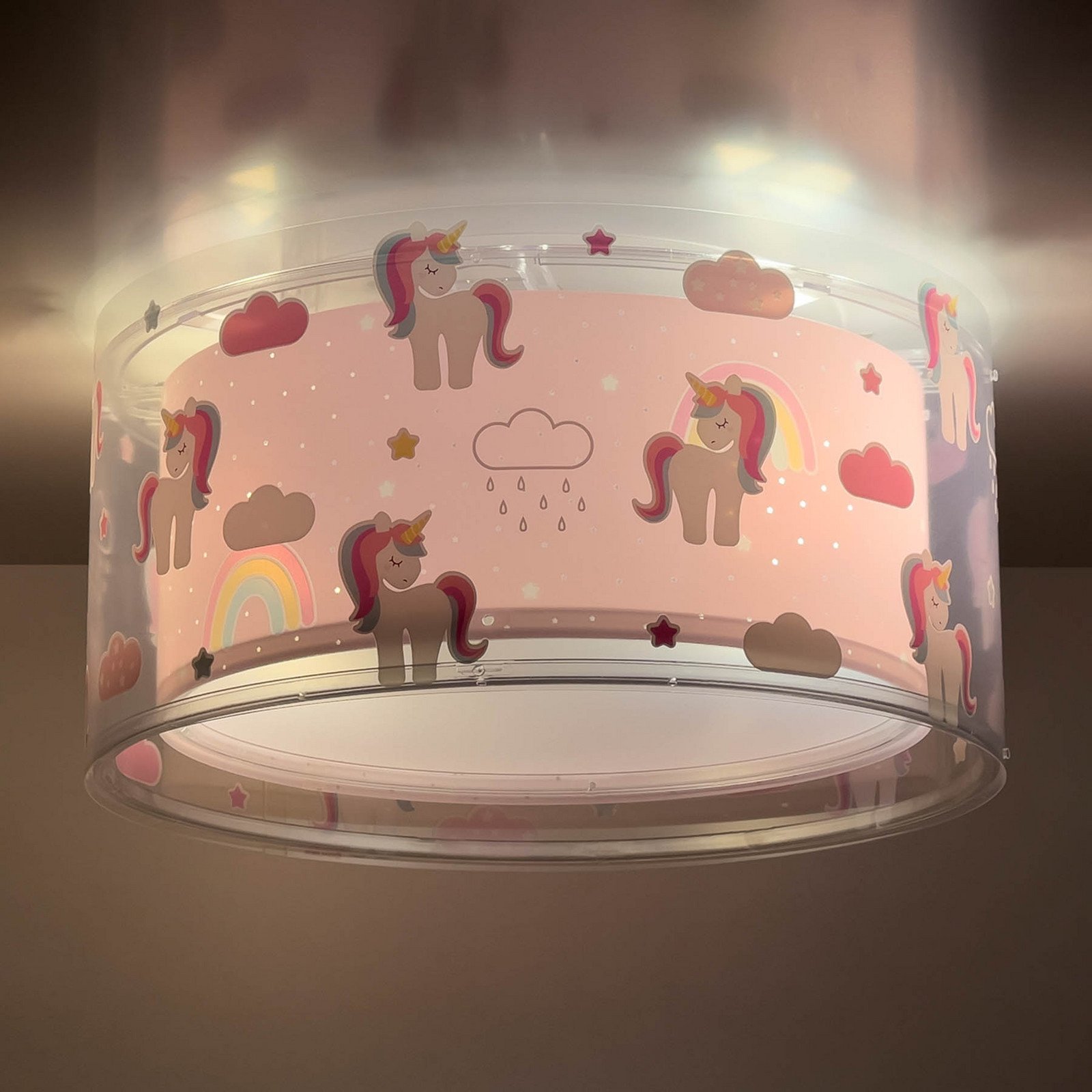 Dalber Unicorns plafonieră motiv unicorn o sursă - Camera copiilor - roz - Plastic