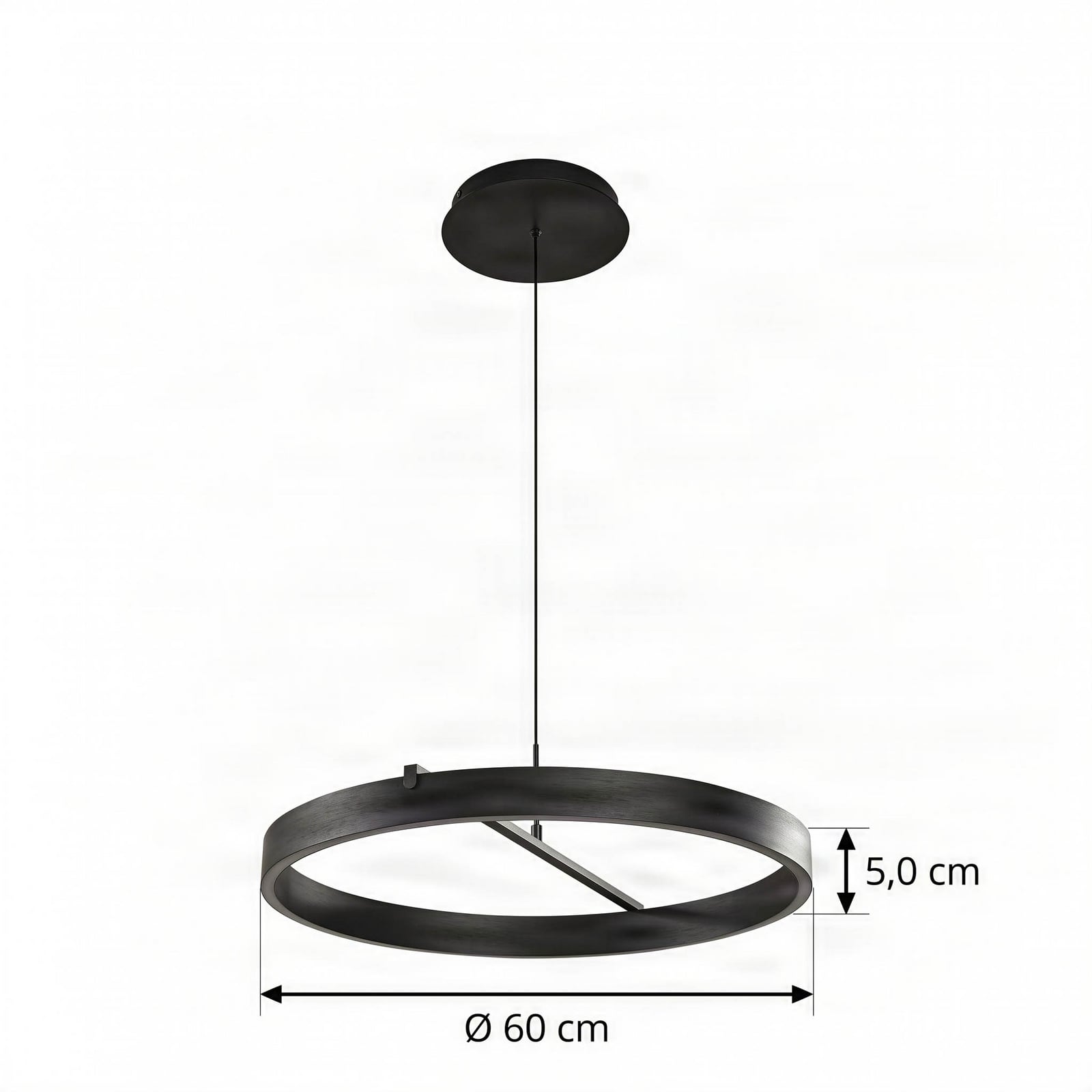 Candeeiro suspenso LED Rovan Ø 60 cm CCT preto - Lucande Candeeiro suspenso LED Rovan Ø 60 cm CCT preto - Lucande
