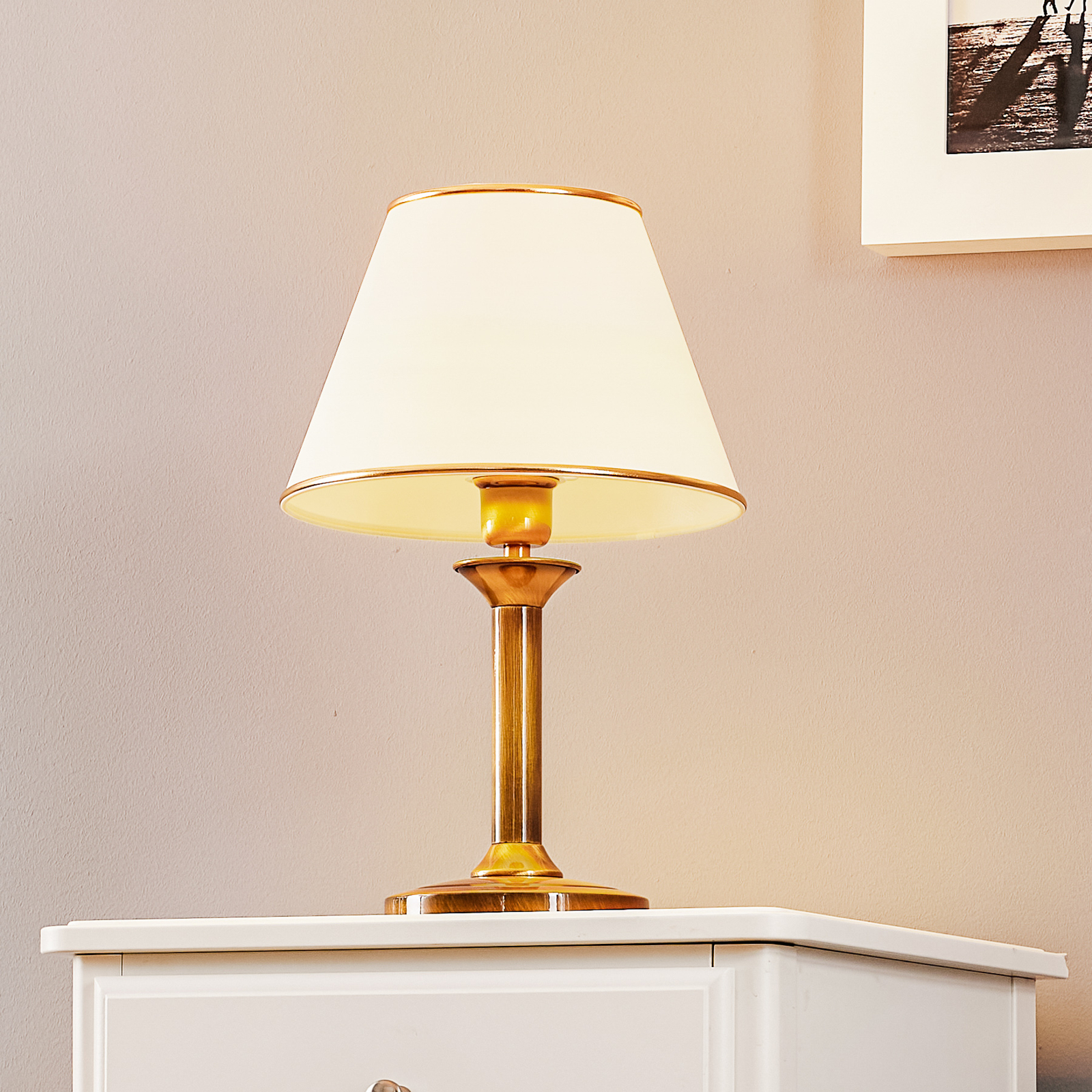 Lampa stołowa Birmingham patynowana Ø 27 cm