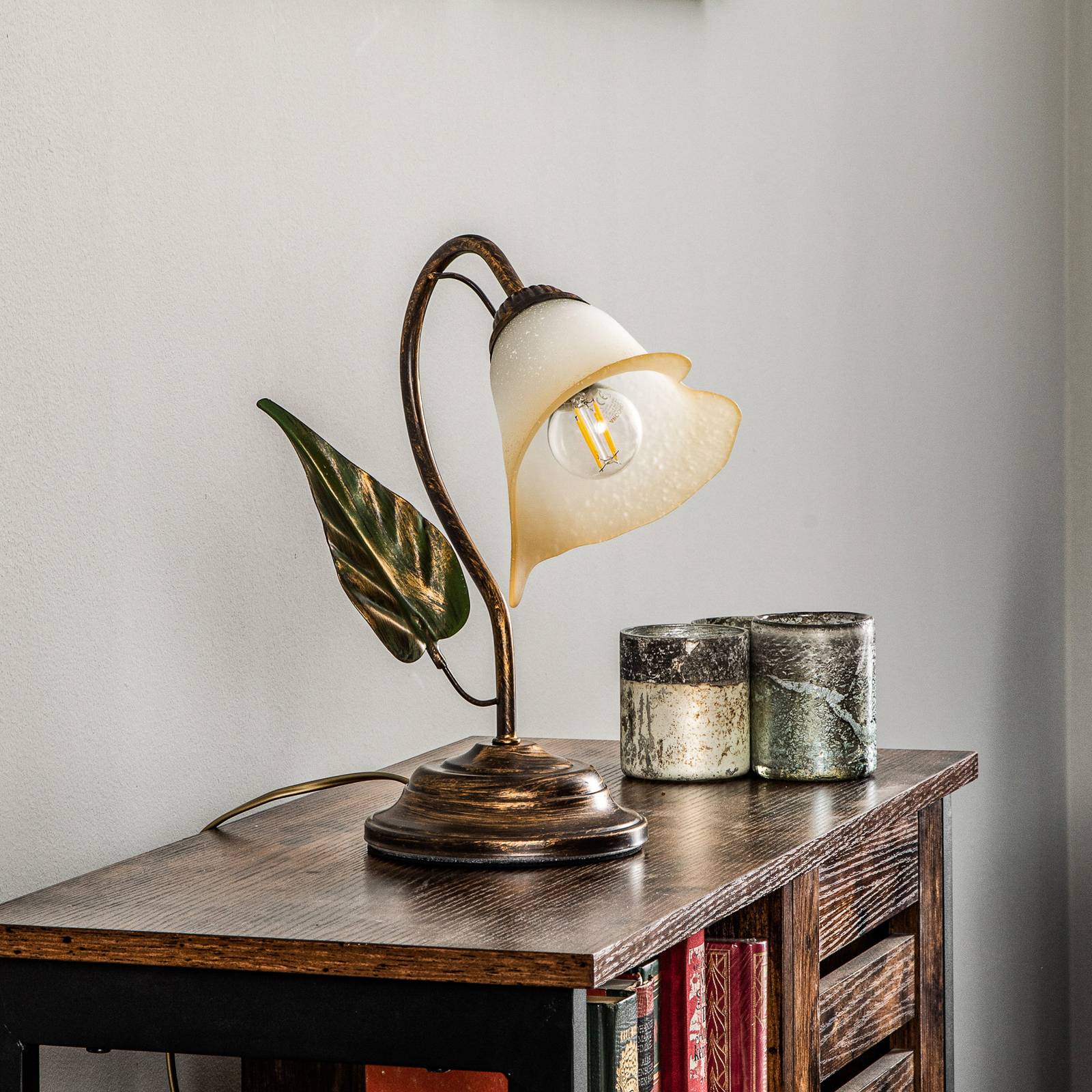 Miranda asztali lámpa egy izzós, bronz