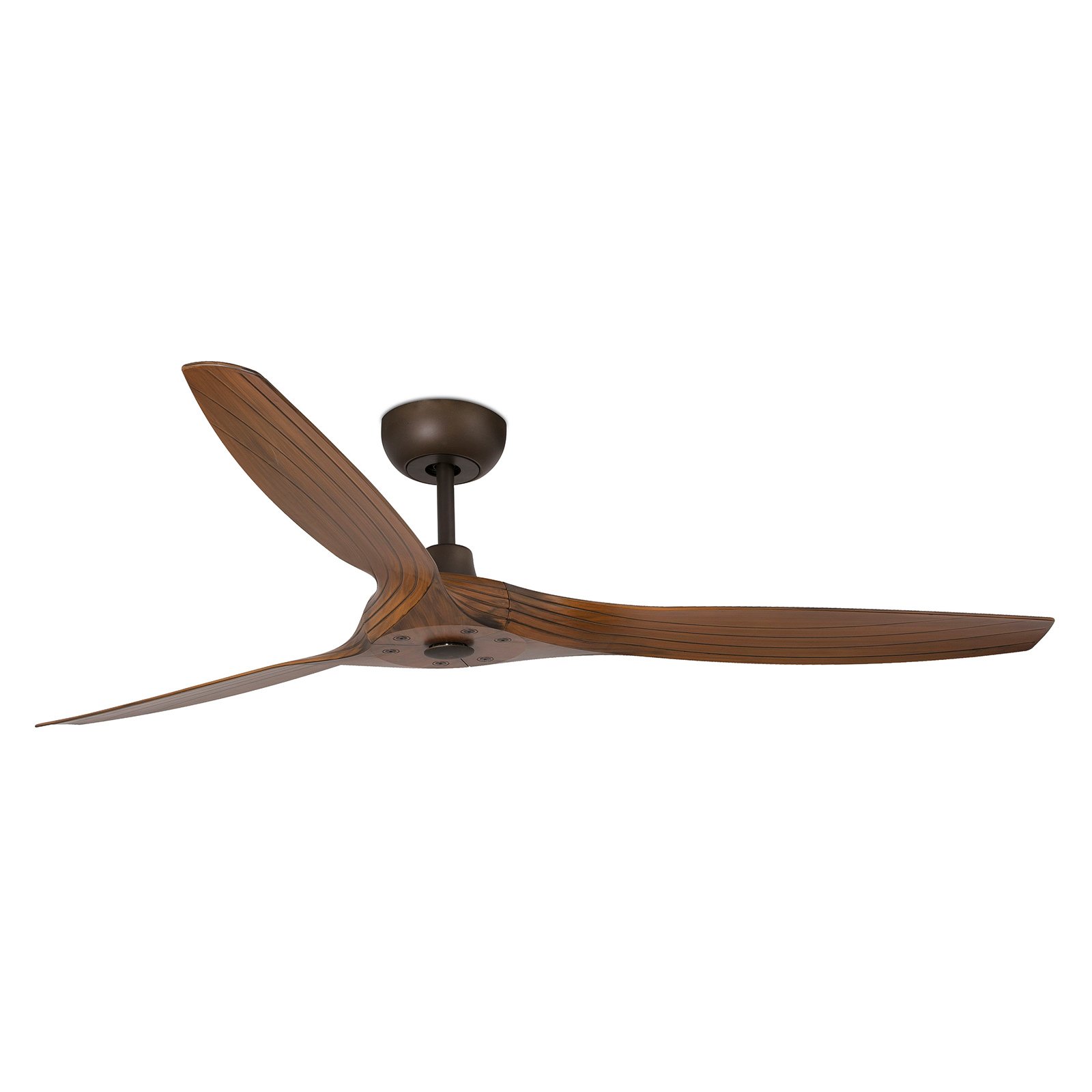 Morea L ceiling fan, DC, 3 blades, dark brown