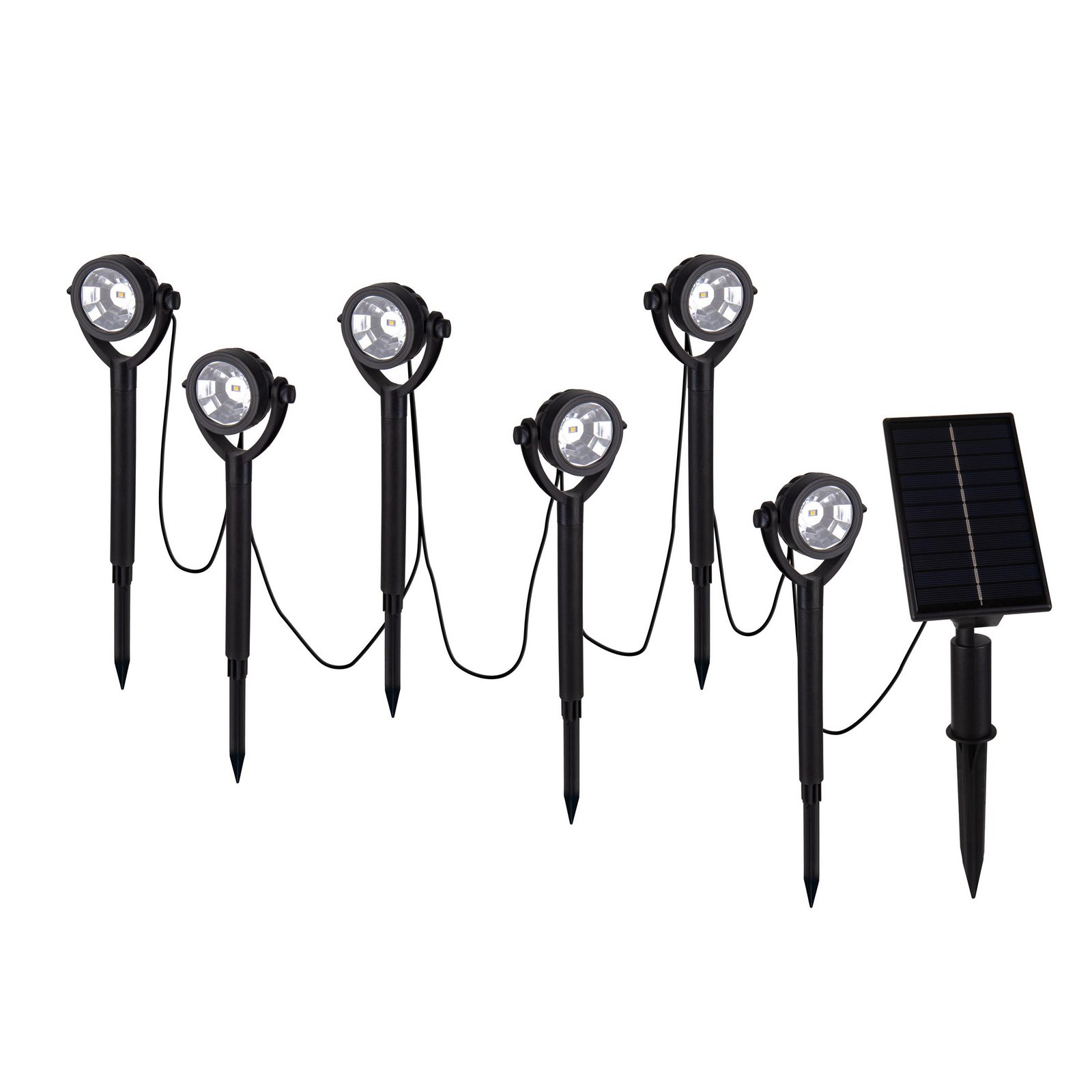 LED-Solar-Erdspießstrahler NOMI, schwarz, 6er-Set, IP44