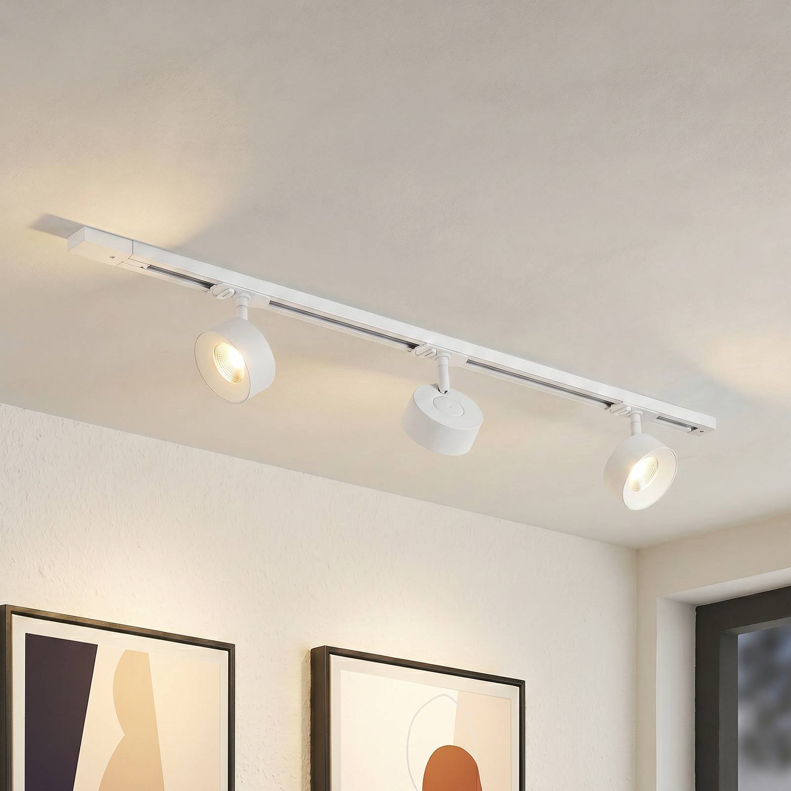 System szynowy Lindby Linaro, średnica 9,5 cm, 3-punktowy, LED, biały