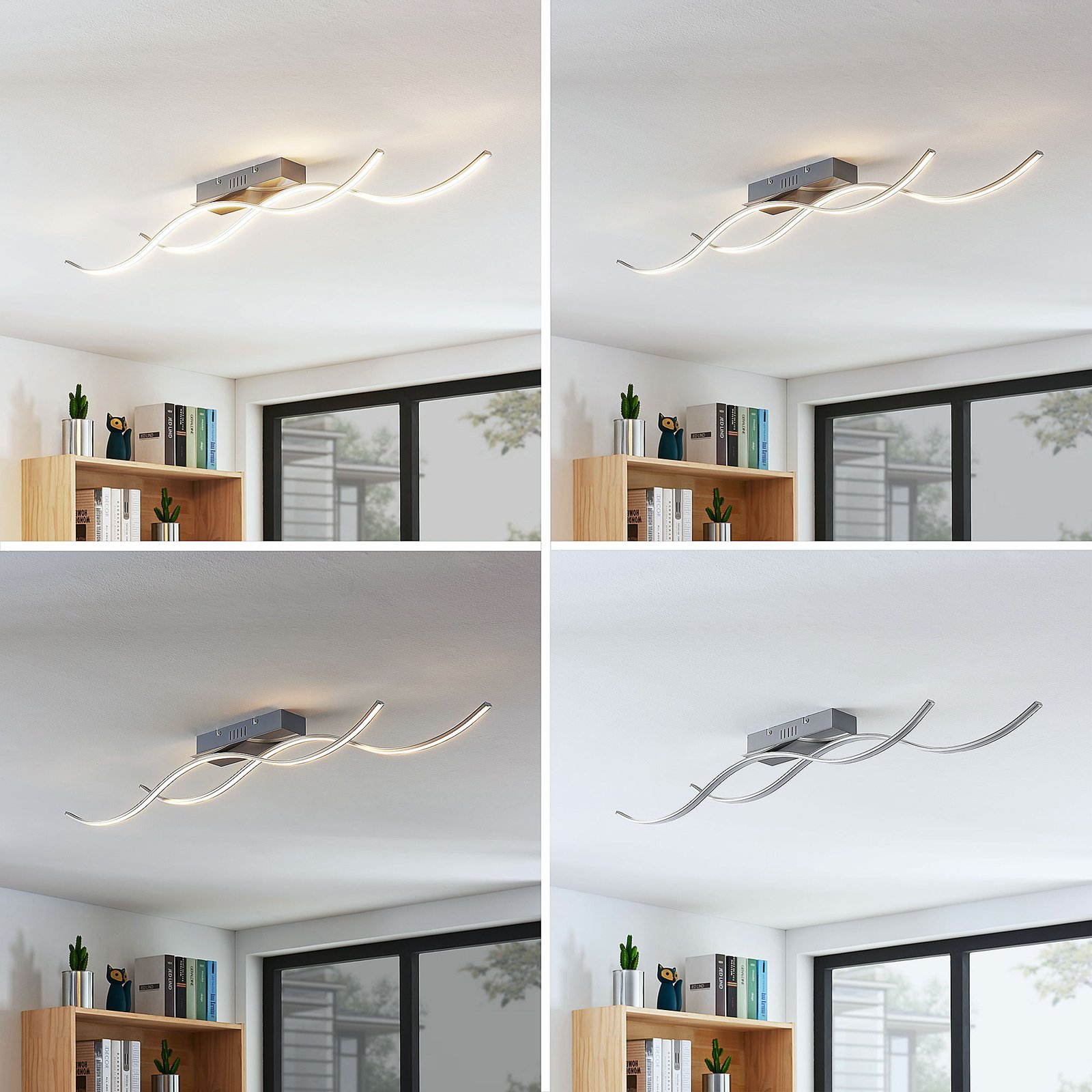 Safia curved LED ceiling light, two-bulb
