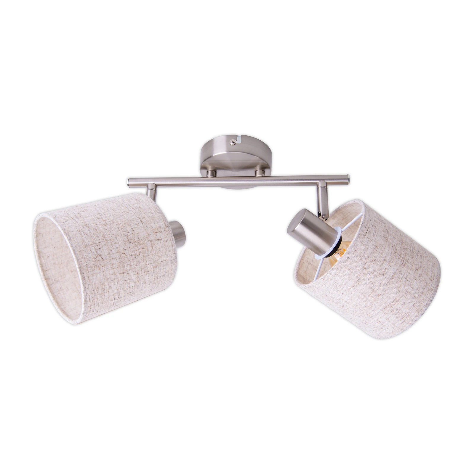 Plafondlamp Maron, 2-lamps, textiel, natuur