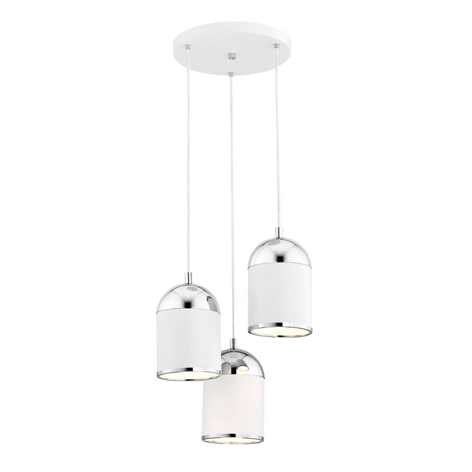 Hanglamp Anadia, 3-lamps rond, wit