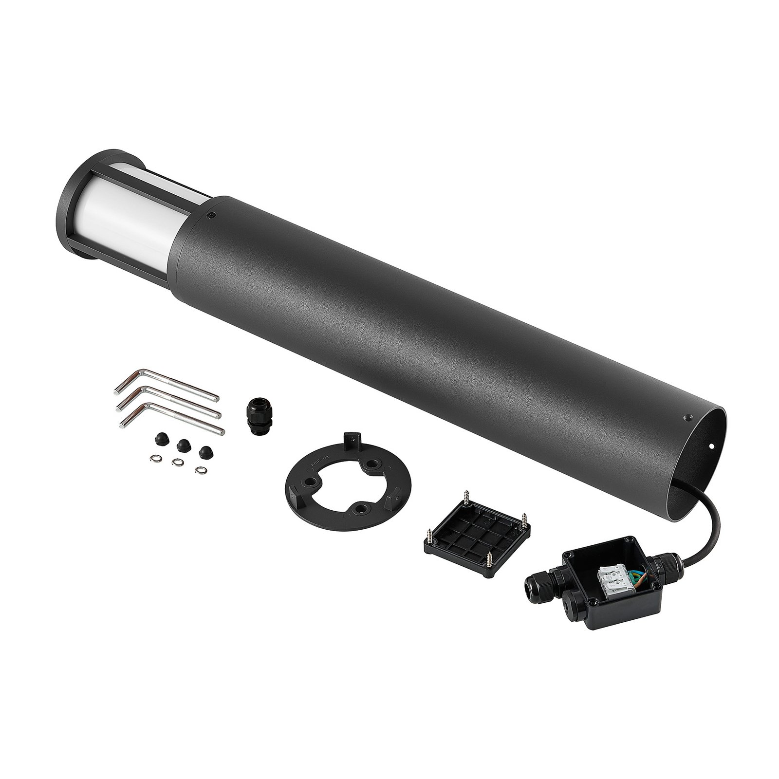 Borne lumineuse Facado II, hauteur 65 cm, ronde, gris foncé/opale