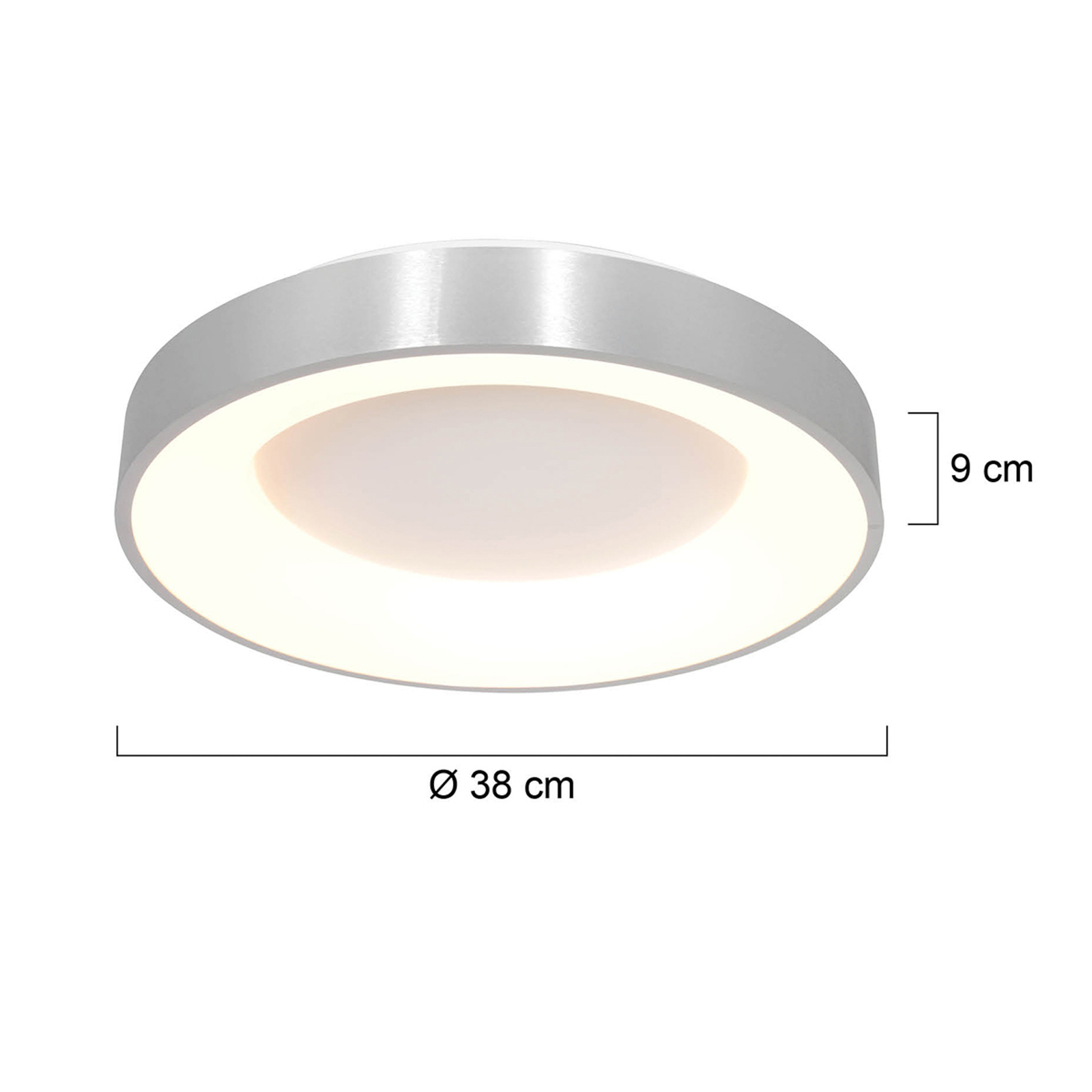LED-Deckenleuchte Ringlede, 2.700 K Ø 38 cm silber