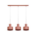 Rif 3 pendant light, brick red, 3-bulb, linear, steel