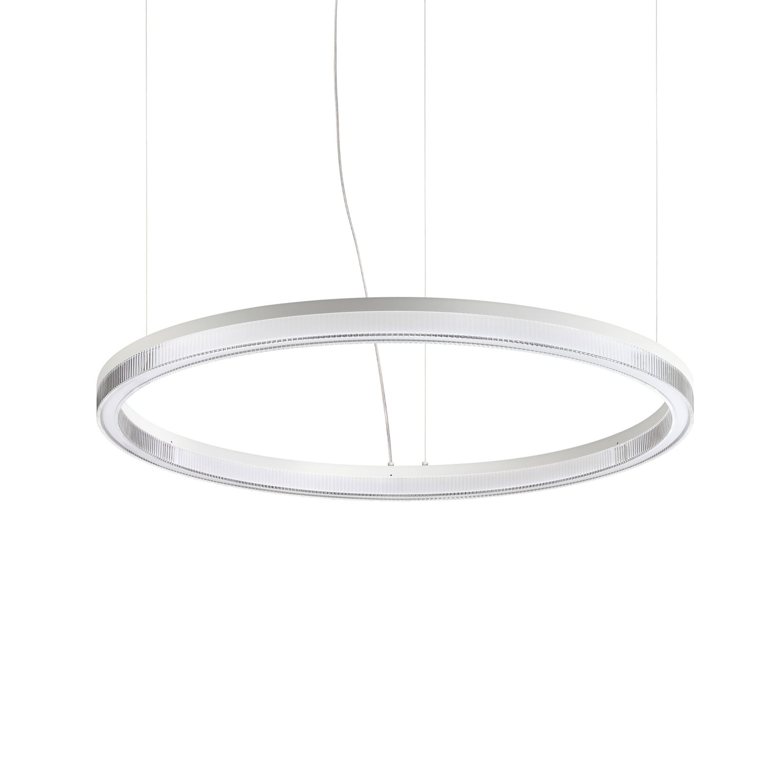 IDEAL LUX LED piekaramā lampa Crown, Ø 80 cm, balta, metāla