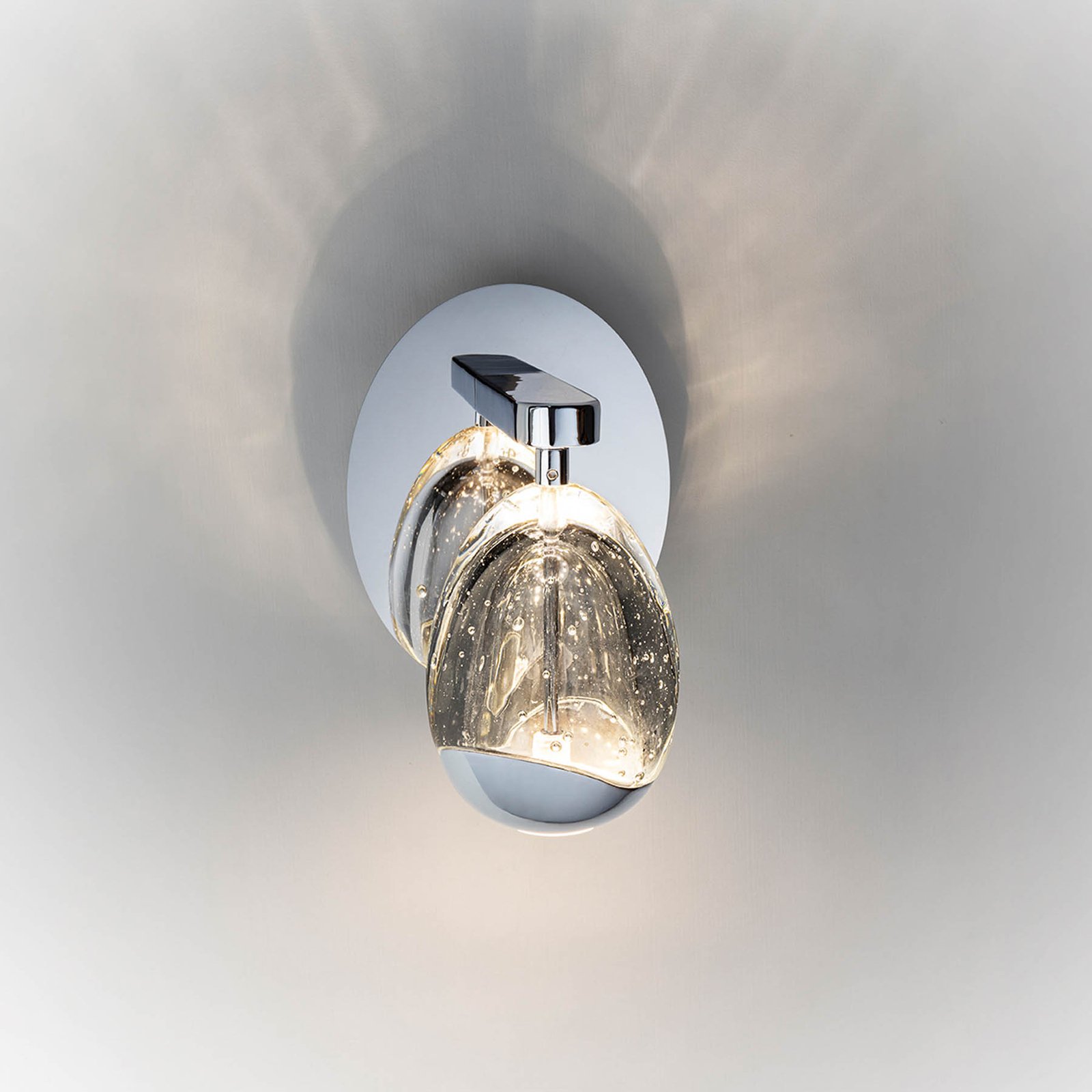 LED wall light Rocio, metal, glass, 1-bulb, chrome