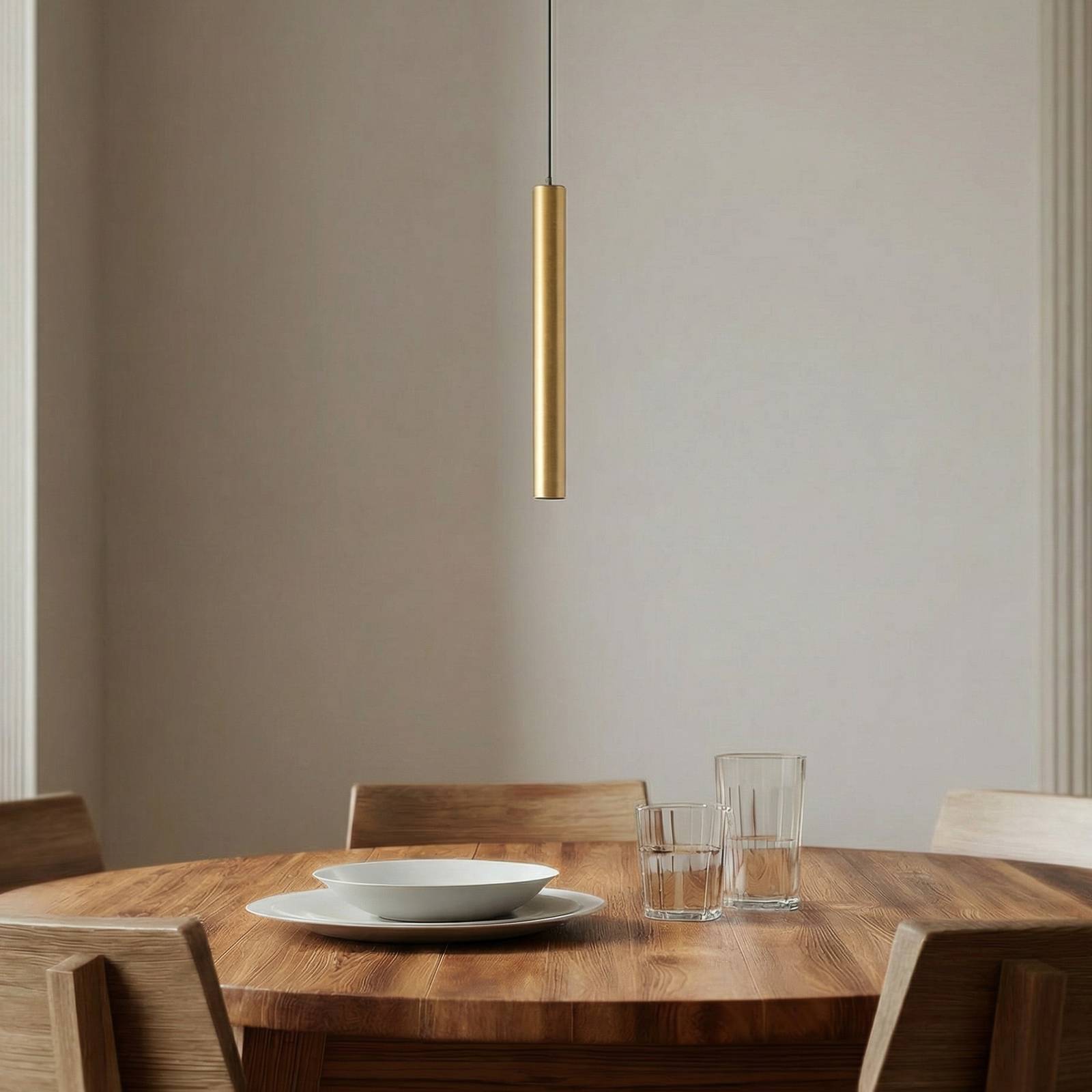 Lampa wisząca LED Lindby Lumaro, złota, 27 cm, 48 V, ściemniana