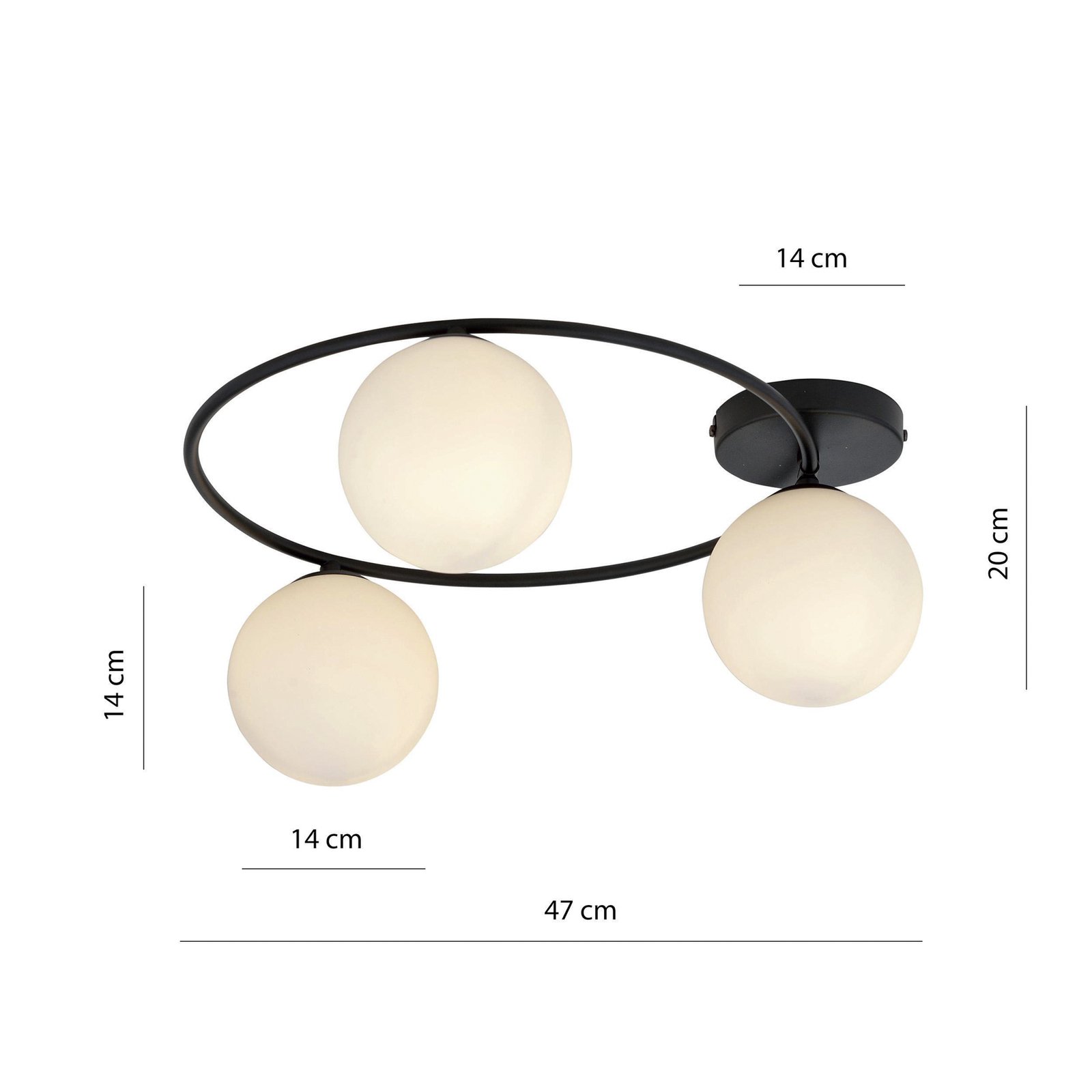 Sopra ceiling light, opal white/black, glass, E14