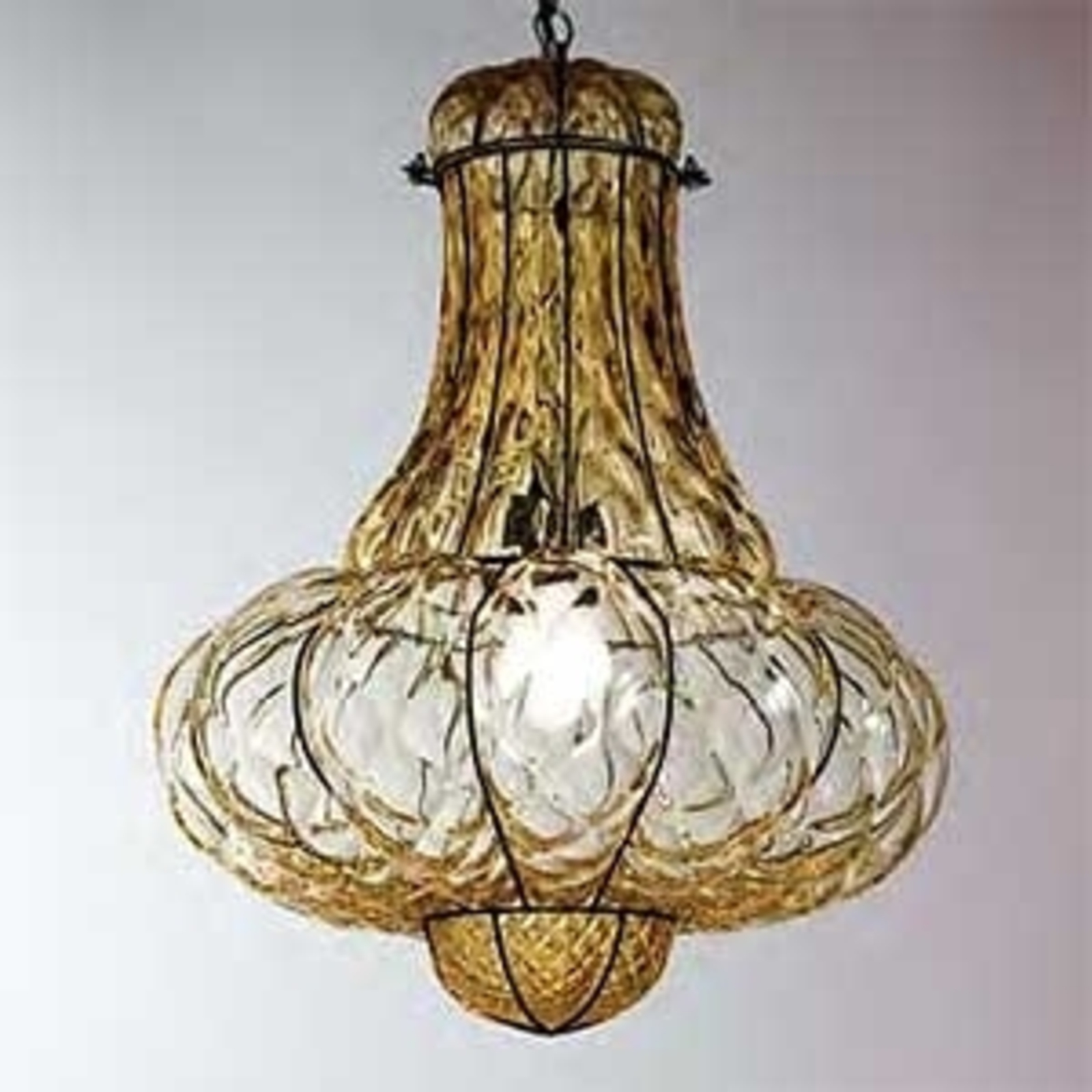 Handmade hanging light DOGE, amber