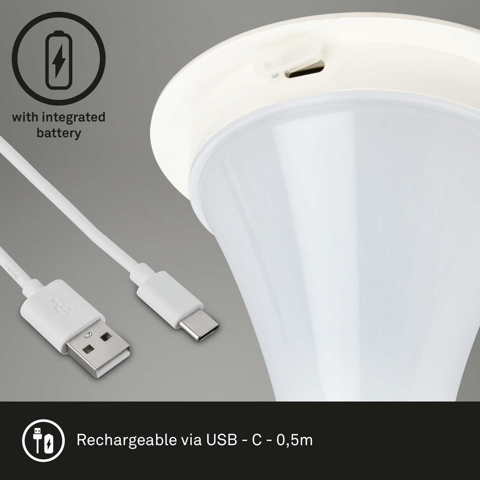Halo LED table lamp, battery-powered, white