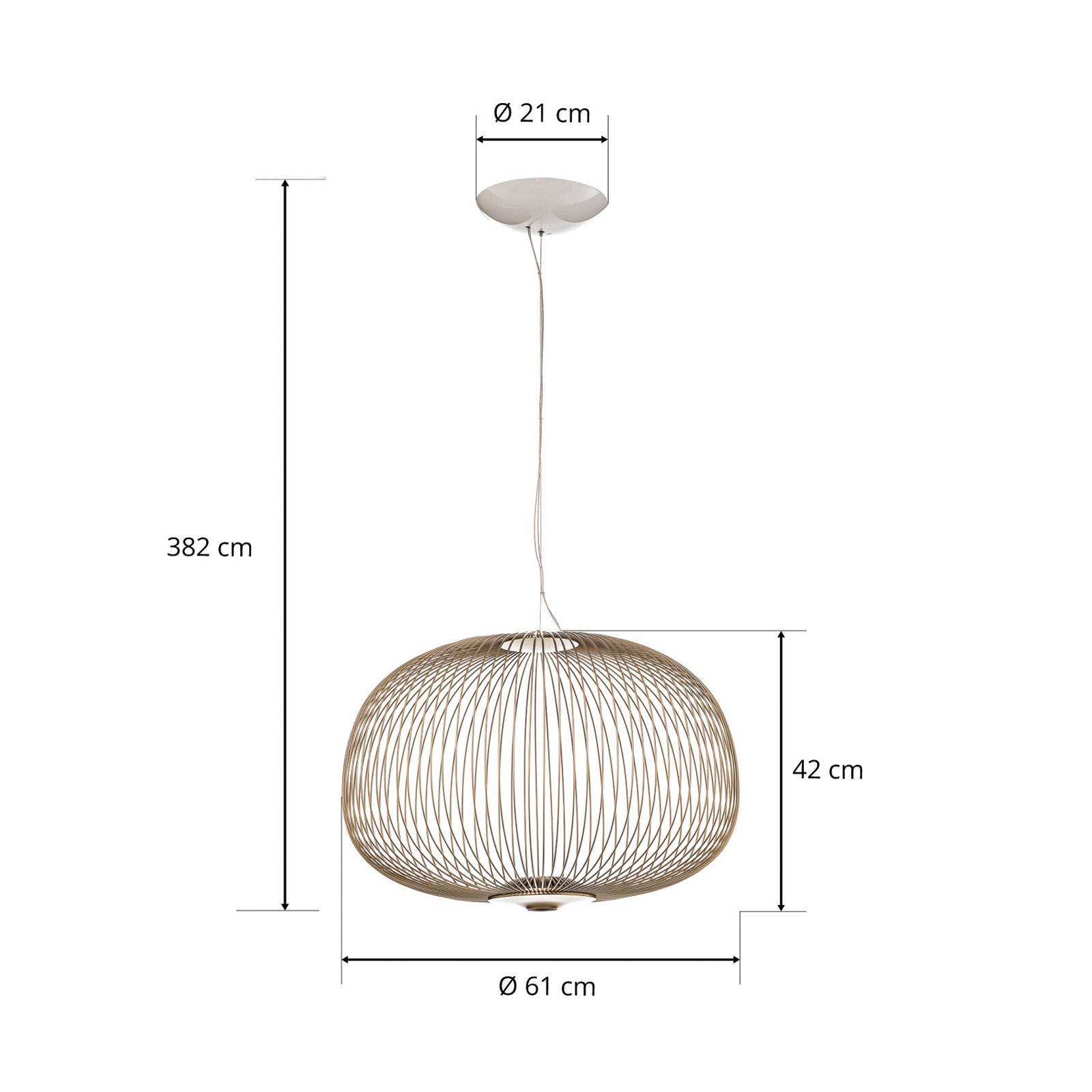 Spokes 3 MyLight LED-Hängelampe, gold - Foscarini
