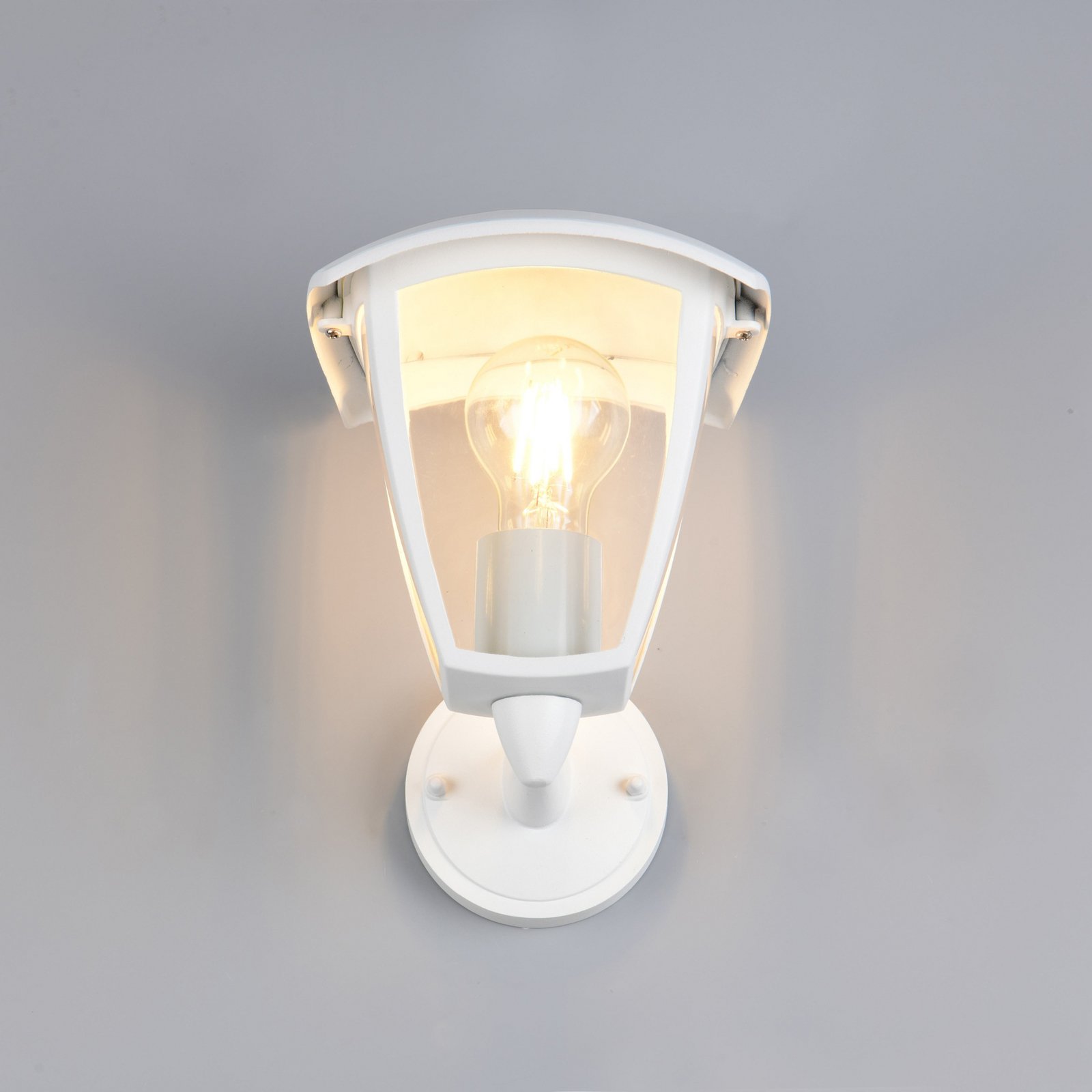 Candeeiro de parede exterior VENTA, branca, casquilho na parte superior, altura Candeeiro de parede exterior VENTA, branca, casquilho na parte superior, altura