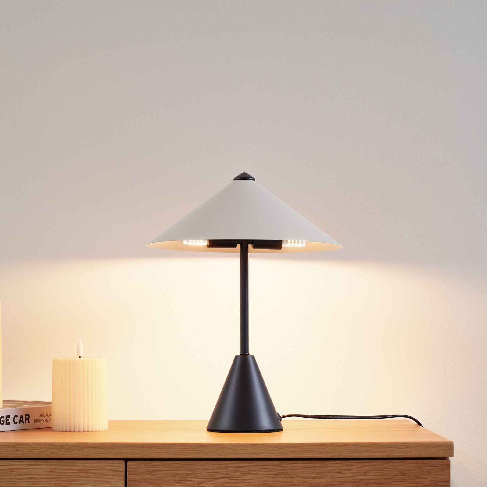 Lindby laualamp Norvik, kõrgus 35 cm, must/hall, metall