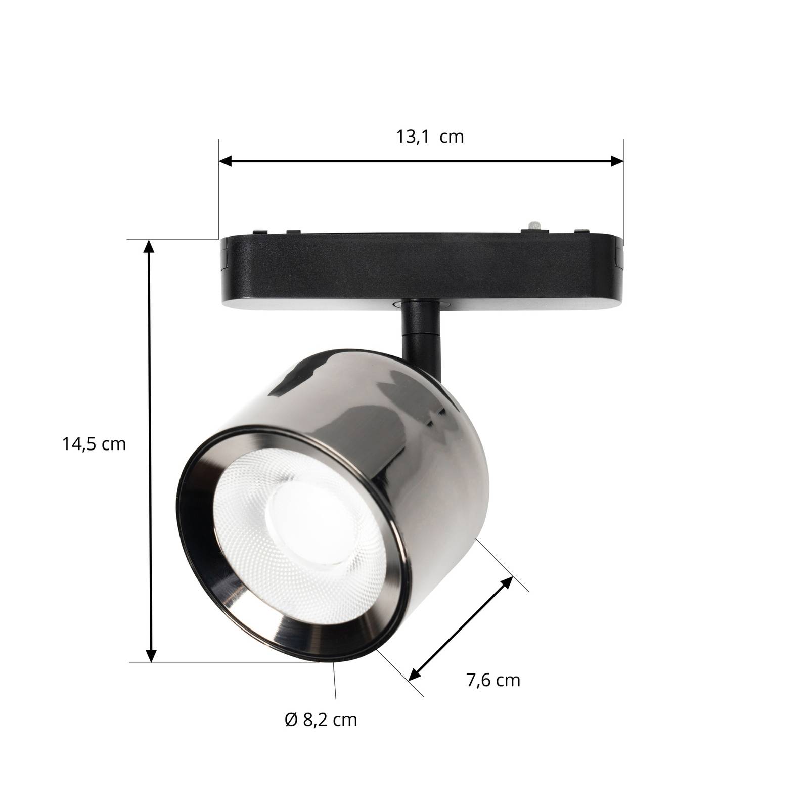 Spot LED Lindby 48 V Lumaro, szary, Ø 8,2 cm, aluminium, ściemniany