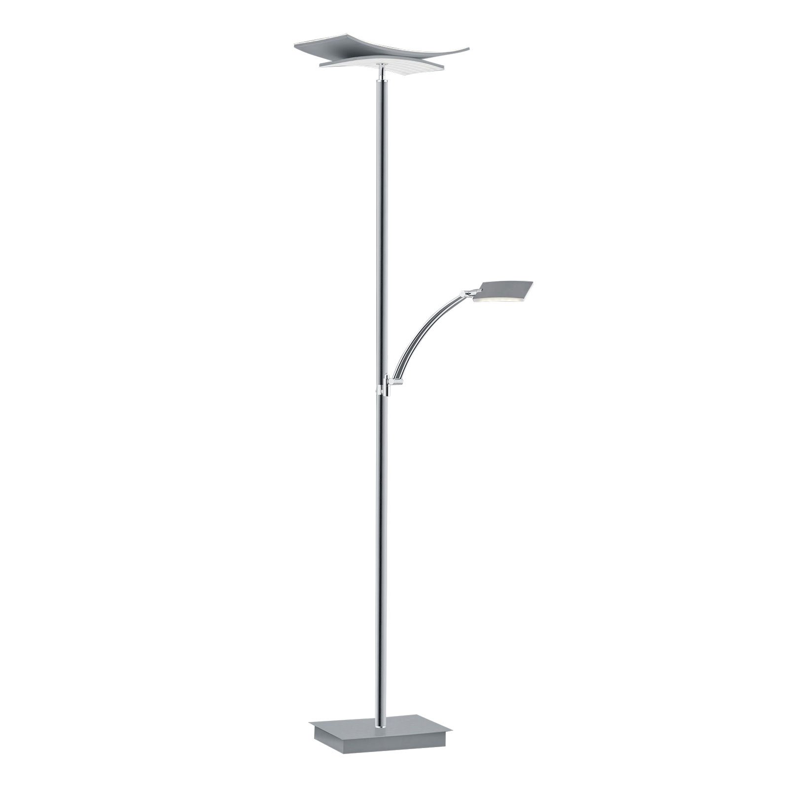 B-Leuchten Liberty floor lamp reading arm nickel, for Living / Dining Room, metal, 42 W, energy efficiency: A+, H: 182 cm