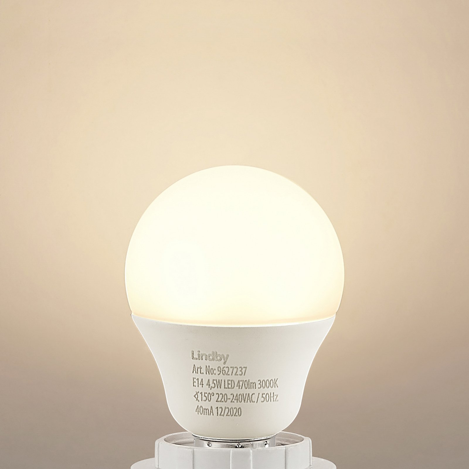 Lindby LED-lampe E14 G45 4,9W 3.000K opal sæt med 10 stk