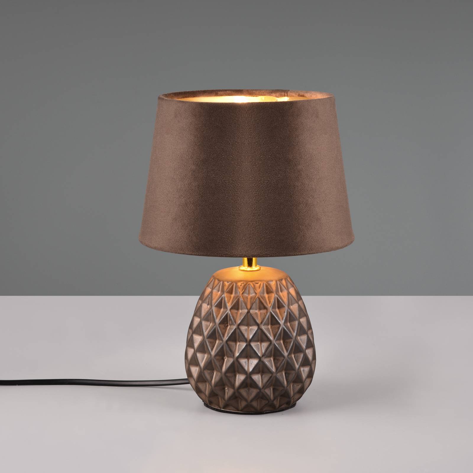 Bordlampe Ariane av keramikk og fløyel brun