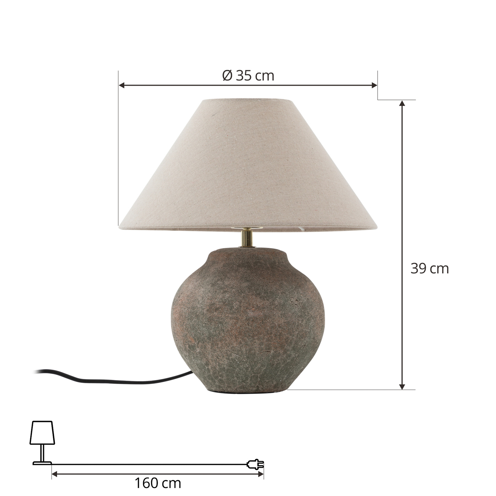 Lampada da tavolo Lucande Thalorin, altezza 39 cm, ceramica