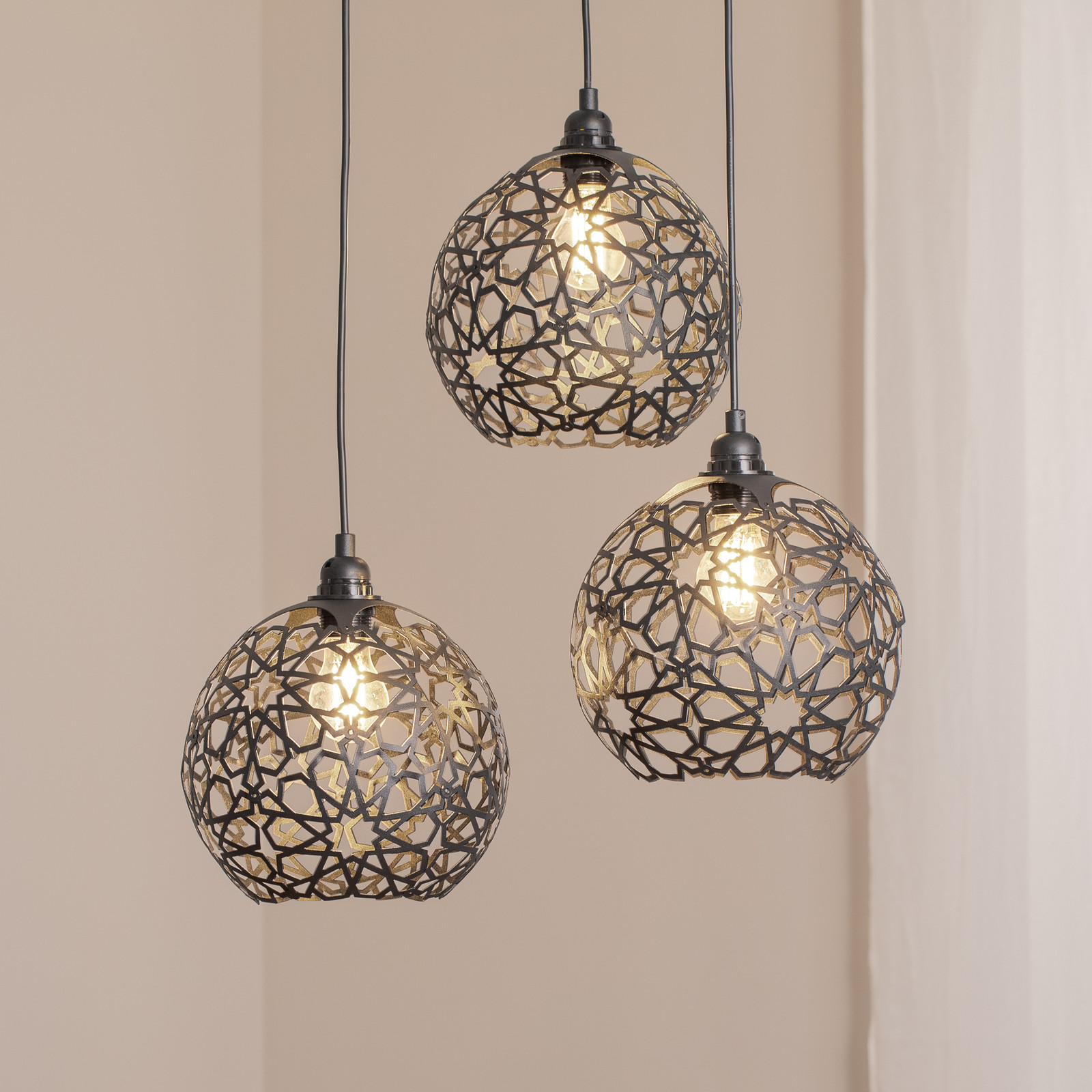 Opviq Lampă suspendată Fellini MR-787 3 becuri roundel negru - Camera de zi / sufragerie - modern - Metal