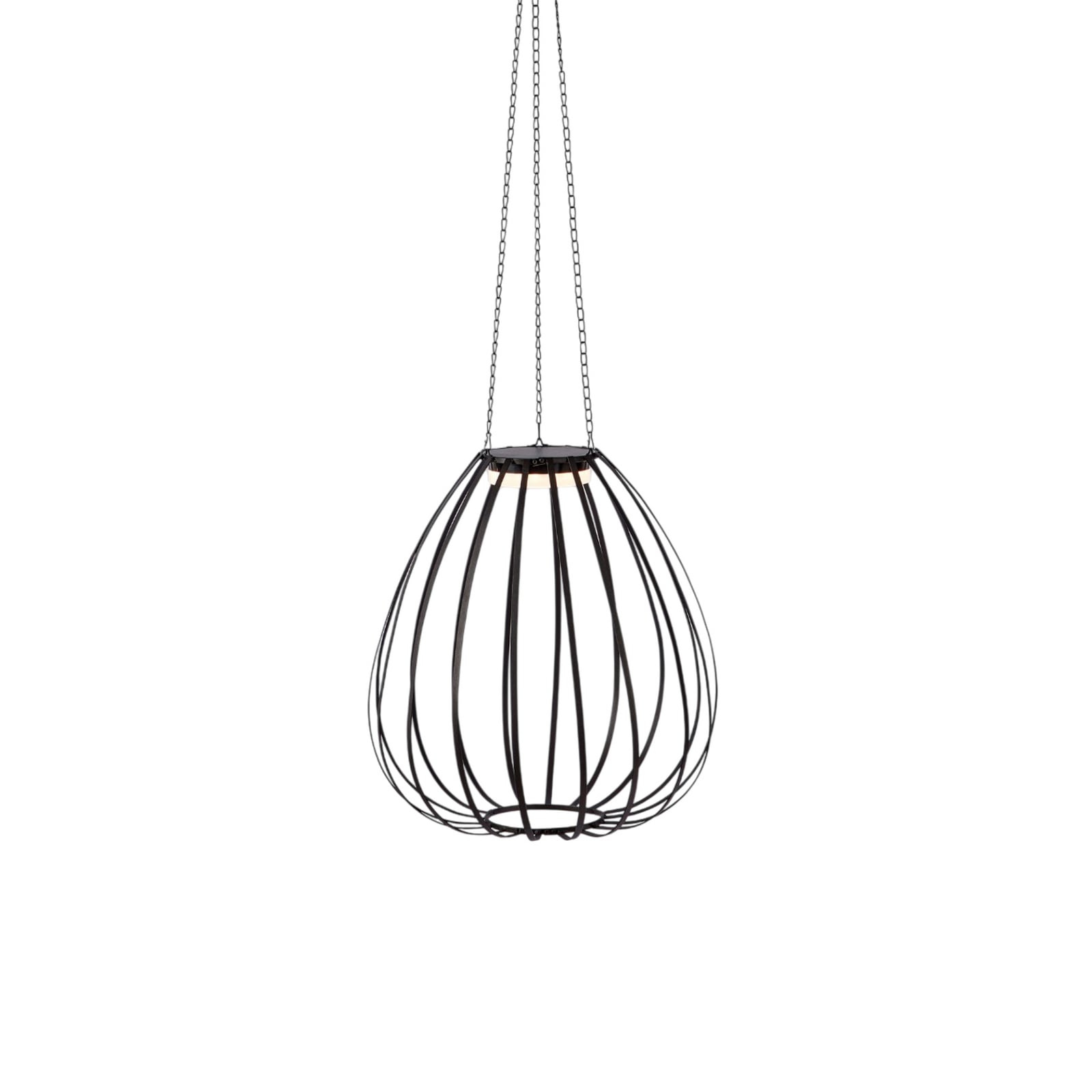Ovia LED-Solar-Pendellampe, Ø 42 cm, schwarz, IP44, dim. - Markslöjd
