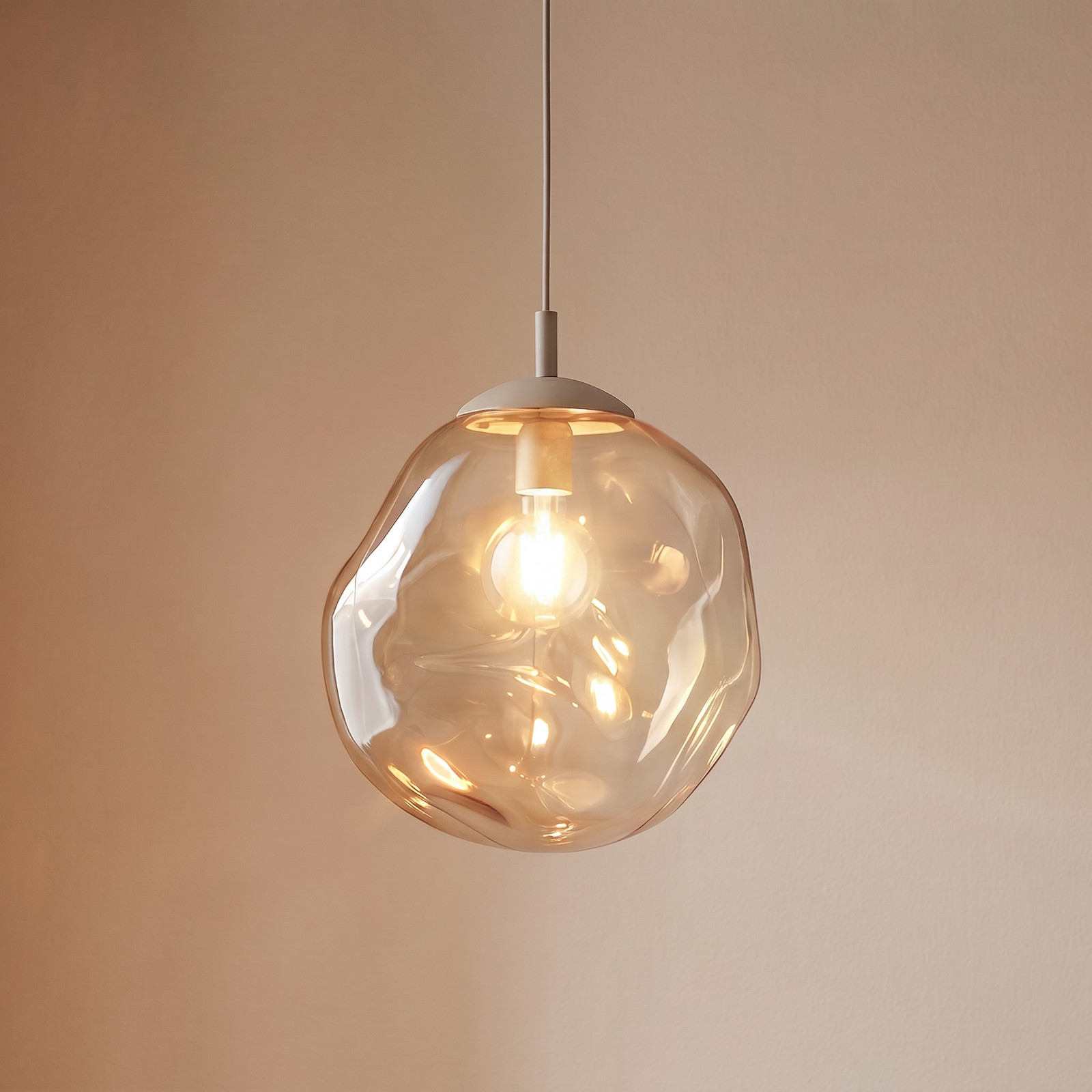 TK Lighting Lampă suspendată Lava Ø 35 cm E27 nisip/cognac sticlă - Camera de zi / sufragerie - Modern - nisip coniac