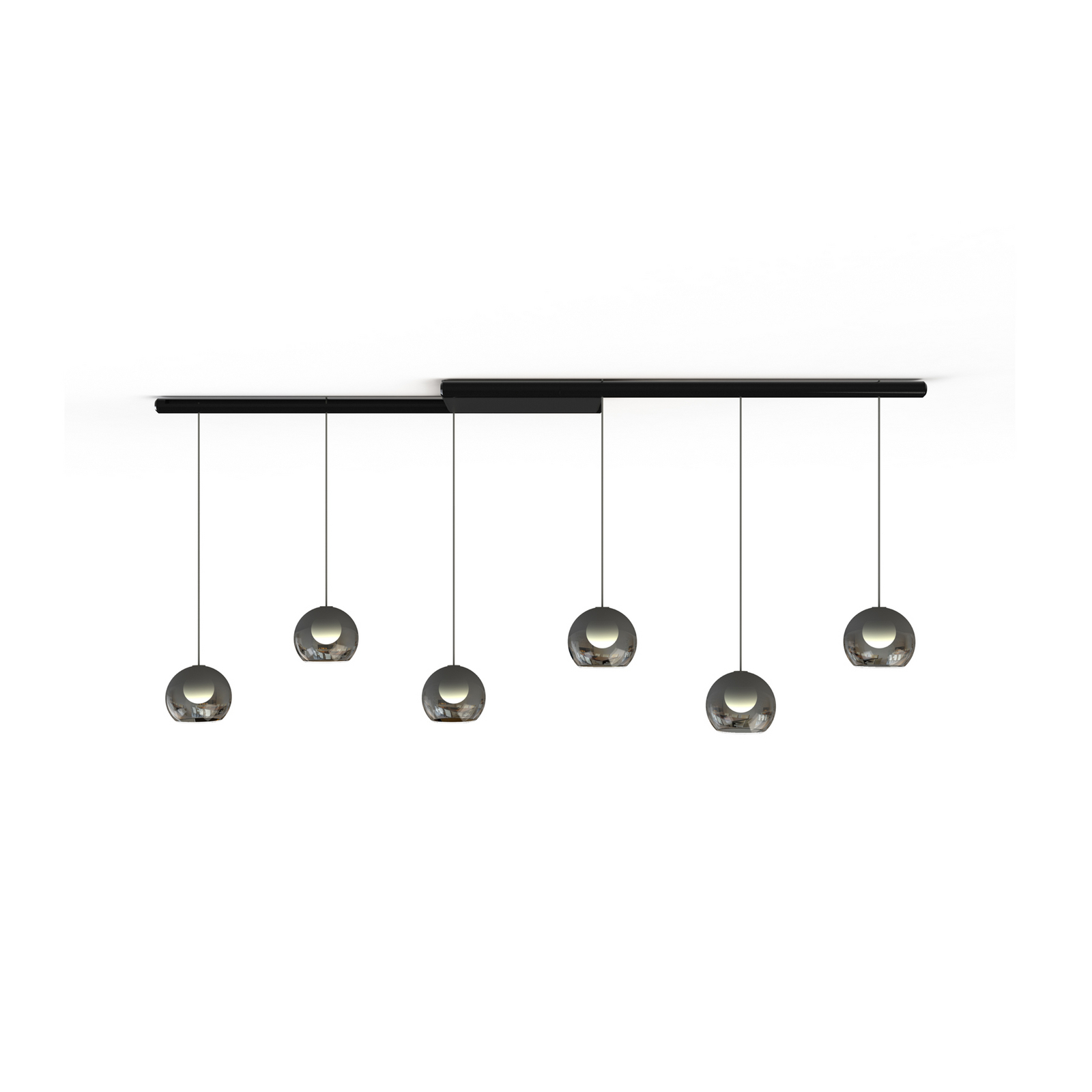 Lucande LED hanglamp Orelie, zwart, glas, 6-lamps