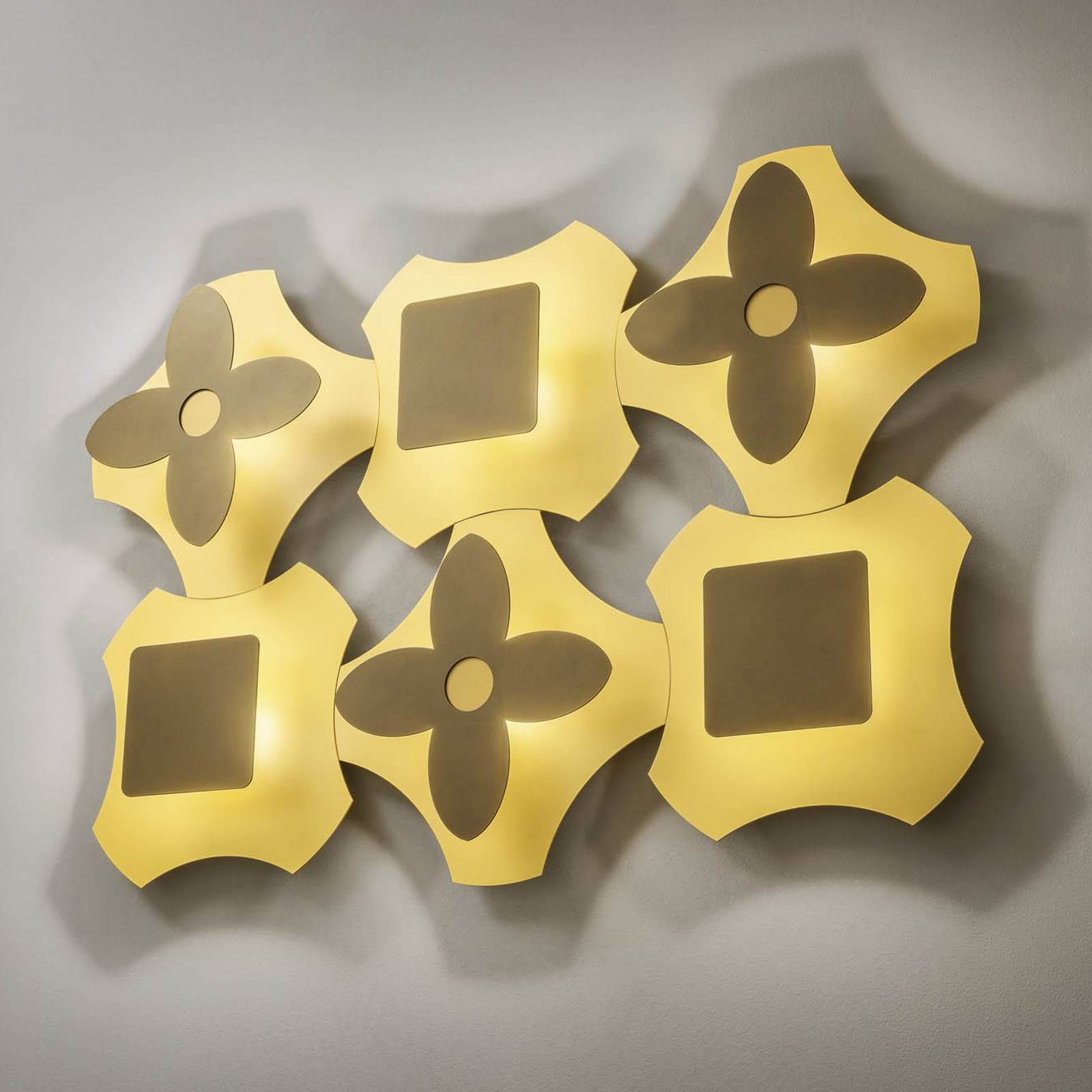 OLEV Kinkiet LED ORNATO SQUARE, złoty/brązowy, metal 2700 K