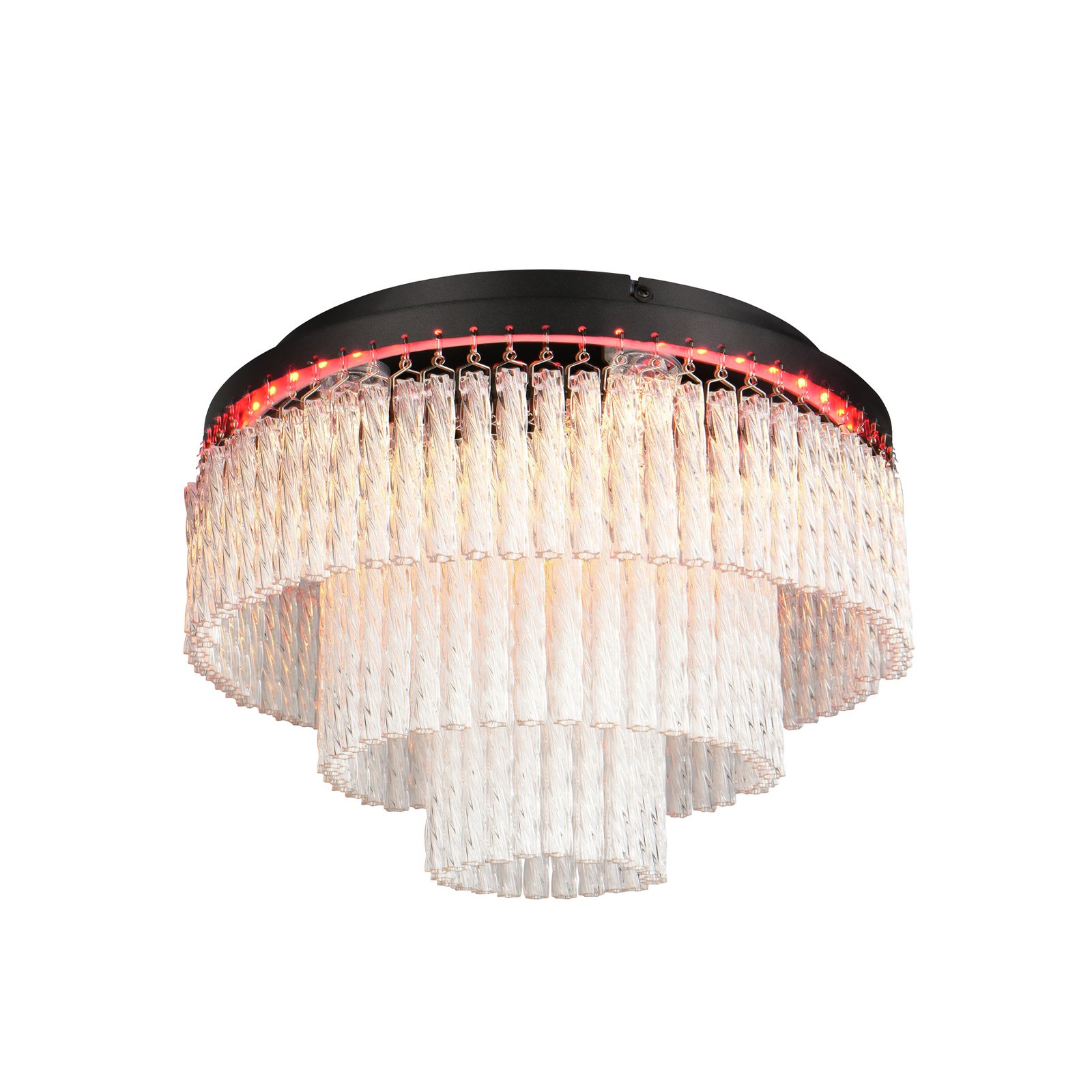 LED οροφής Vono, μαύρο/διαφανές, Ø 40 cm, CCT, RGB Remote