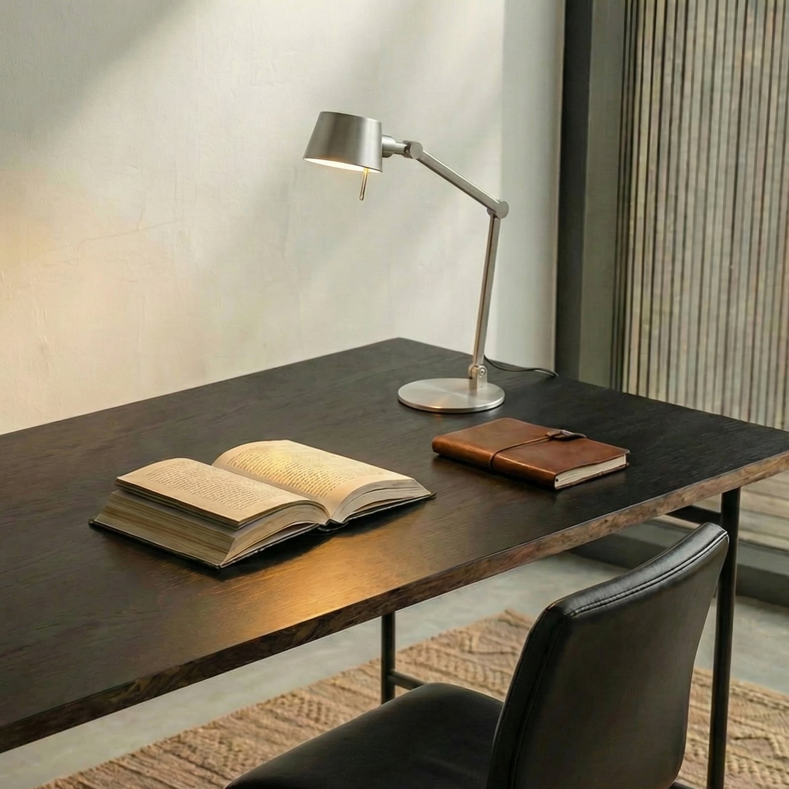 Lampa stołowa Silka, nikiel satynowy, regulowana, 93 cm, E27 - Lucande