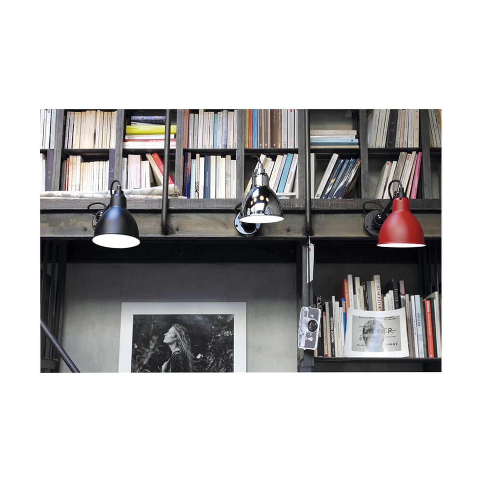 304 Wandleuchte Schwarz/Chrom Lampe Gras - Wohnzimmer - Design - Metall