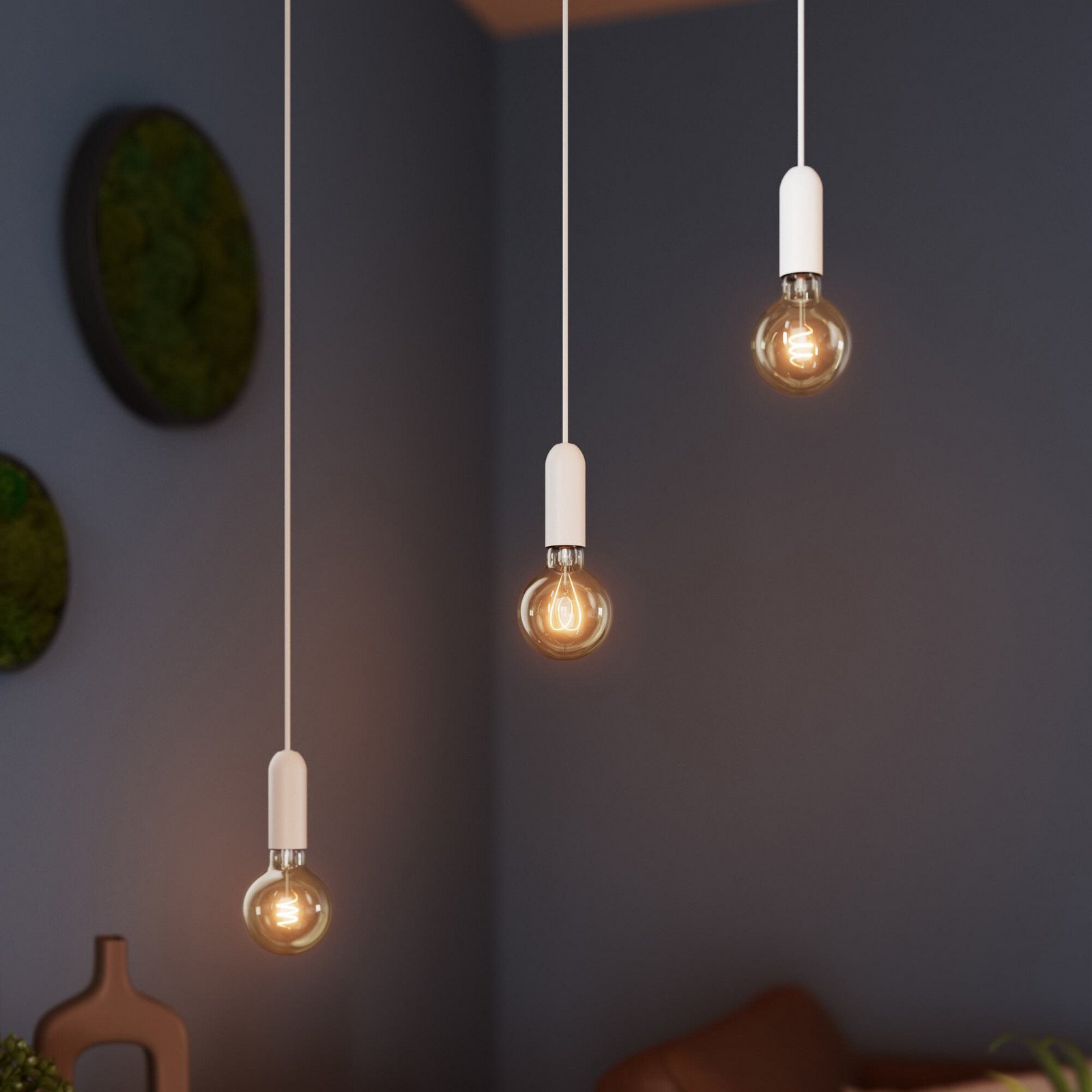Lampa suspendată OSRAM VINTAGE 1906 ROUND albă metal Ø 10 cm