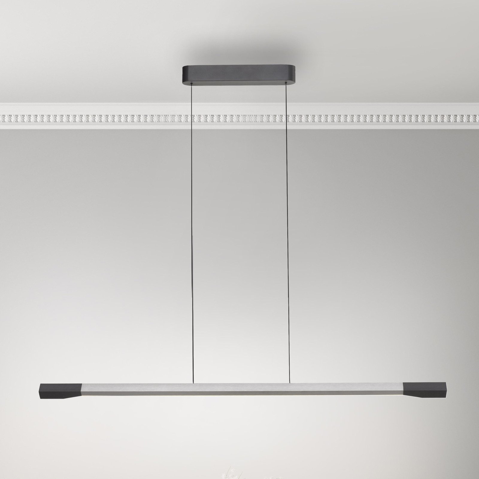 Paul Neuhaus LED-ripustusvalaisin Hoop, alumiini, pituus 128 cm