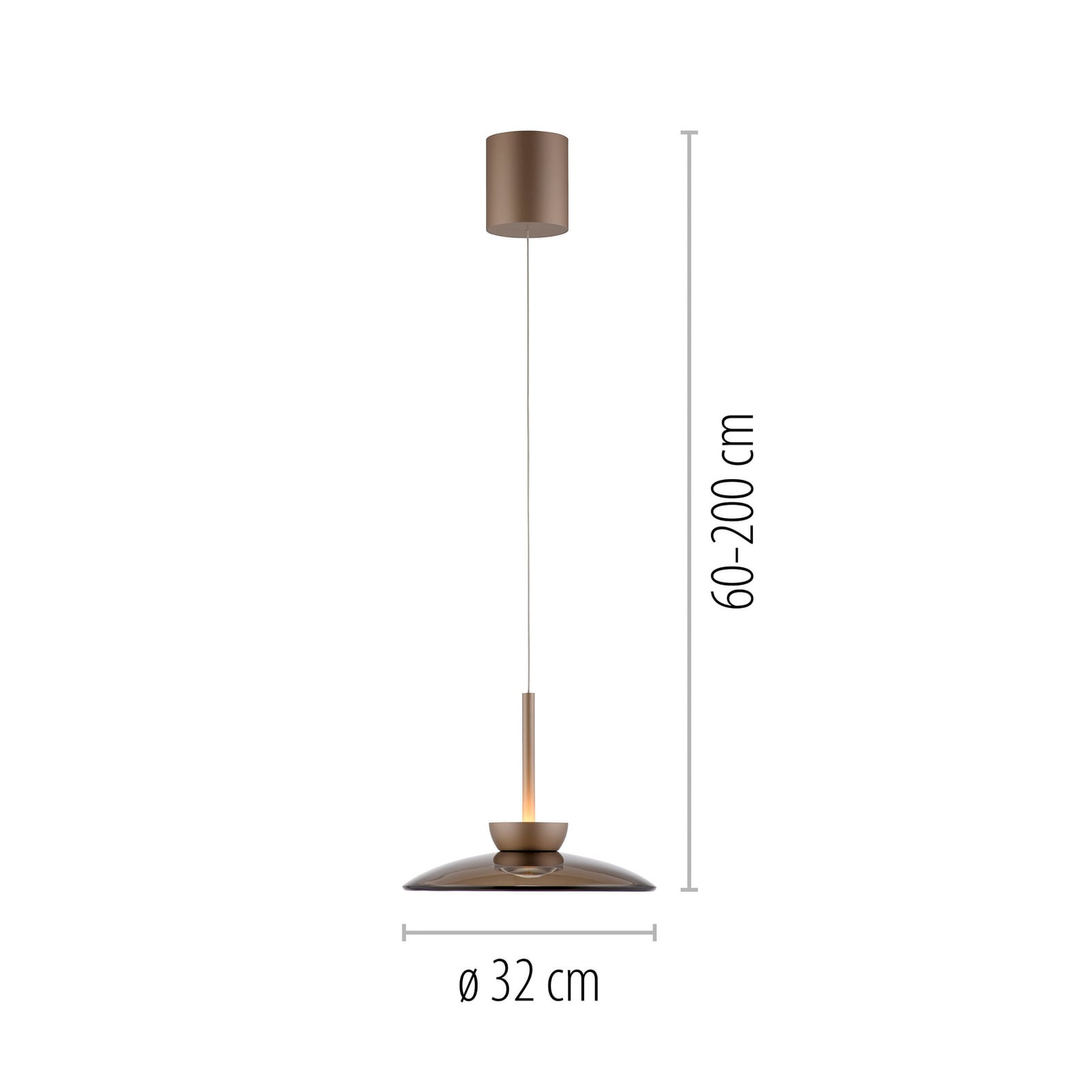 Lampada LED a sospensione Moon, bronzo, vetro ambrato (scuro), Ø 32 cm - PURE Lampada LED a sospensione Moon, bronzo, vetro ambrato (scuro), Ø 32 cm - PURE