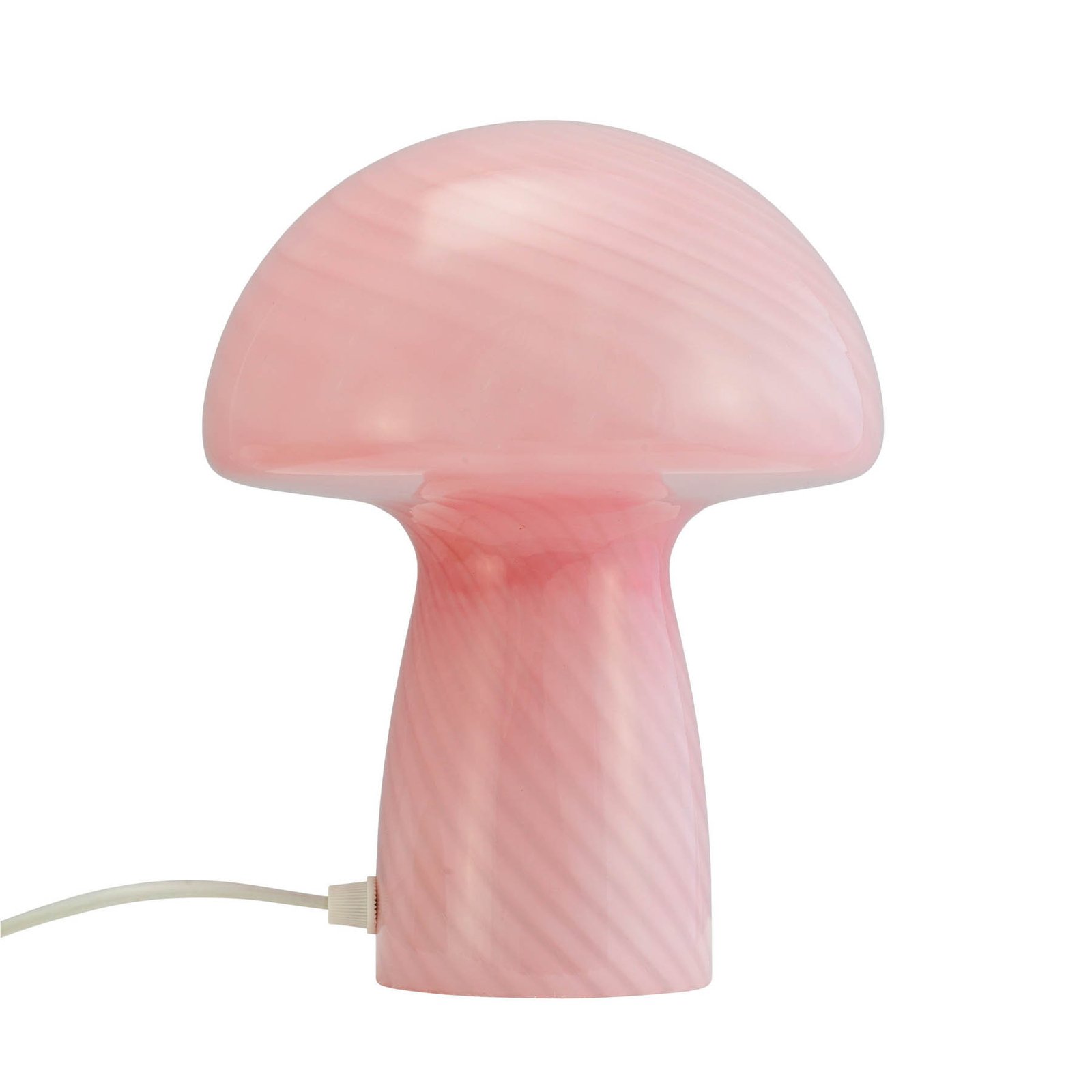 Dyberg Larsen Mushroom bordlampe, pink, højde 23 cm, glas