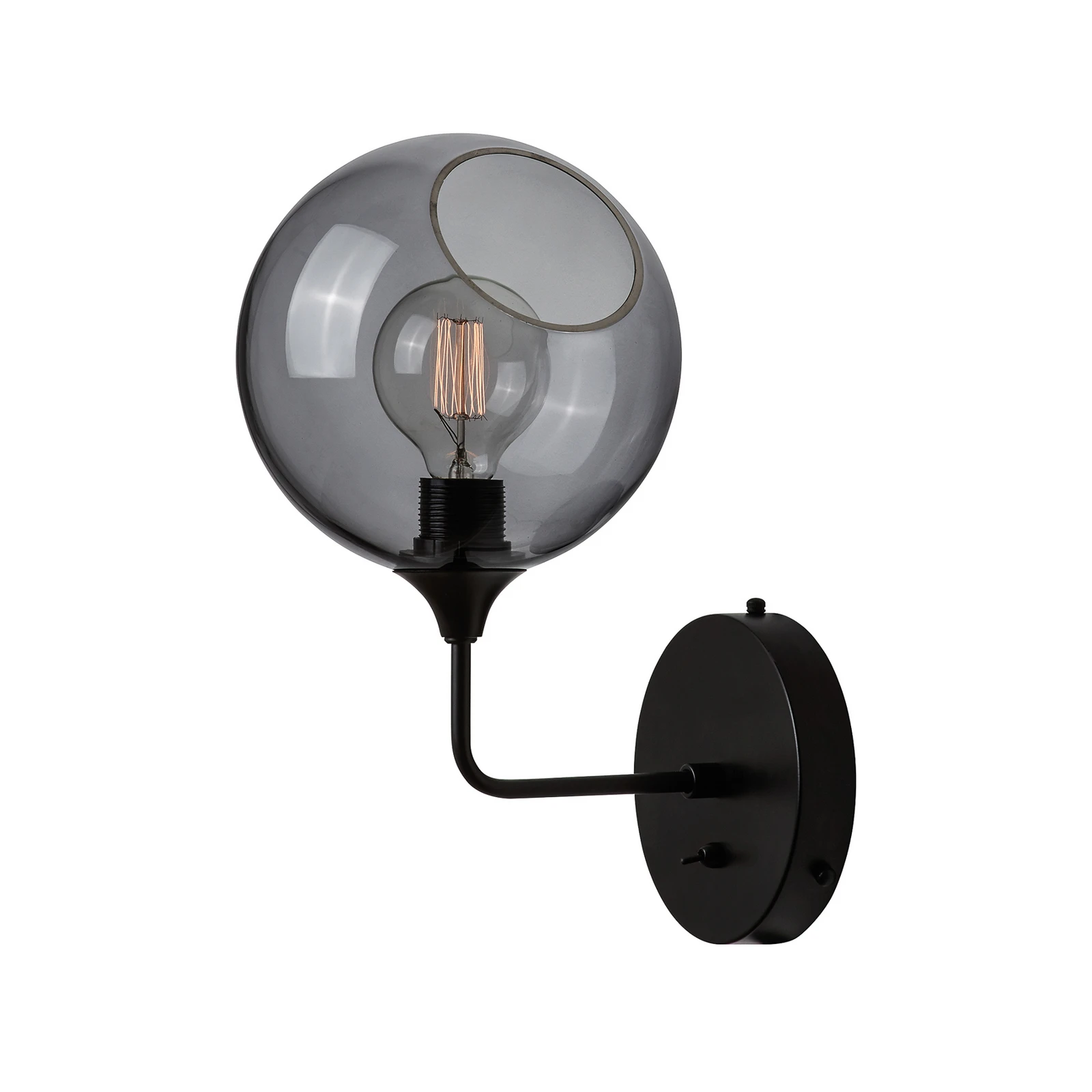 Aplique de pared Ballroom Short, gris humo, cristal, soplado a mano